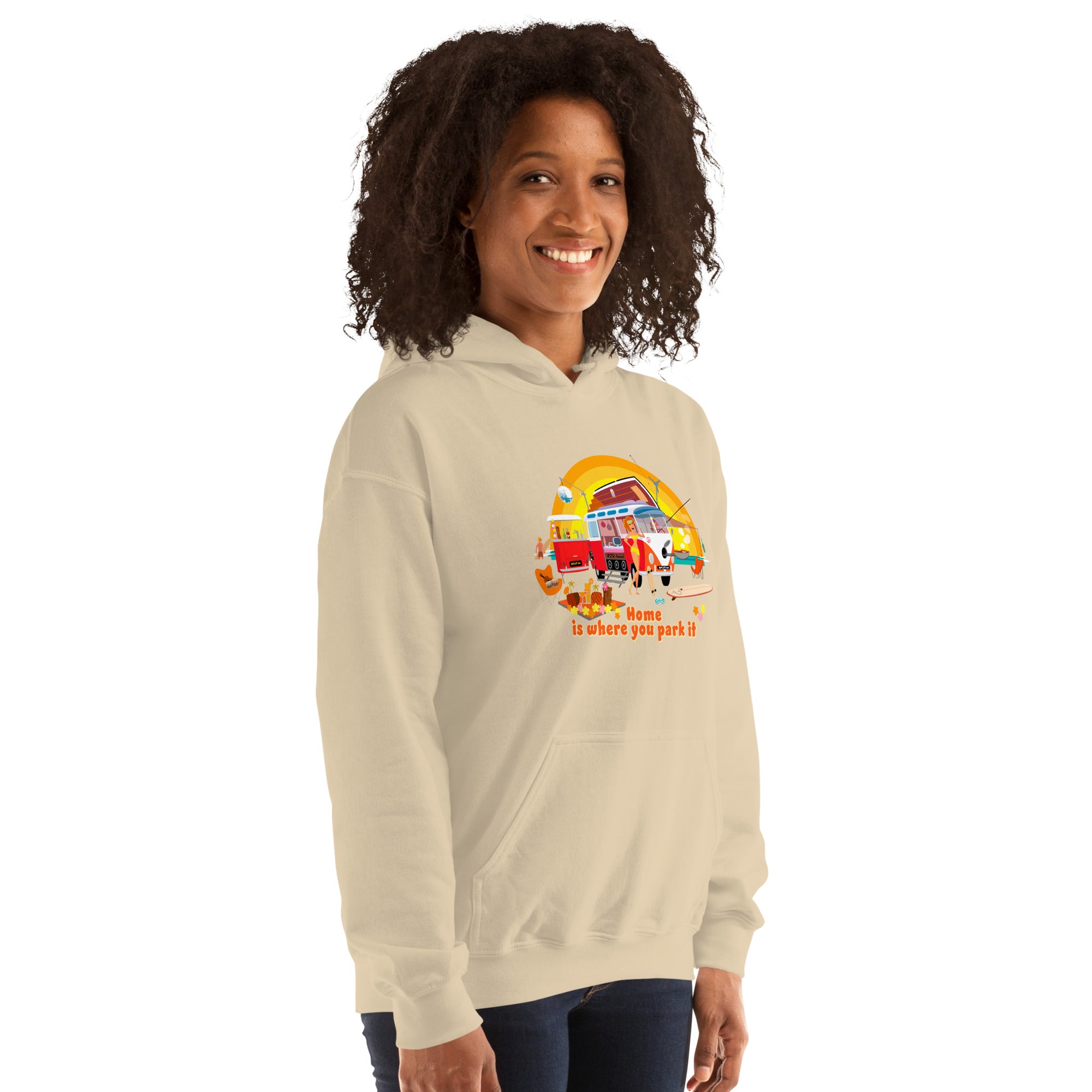 Unisex Hoodie Ultra Combi: Home is where you park it on bright colors