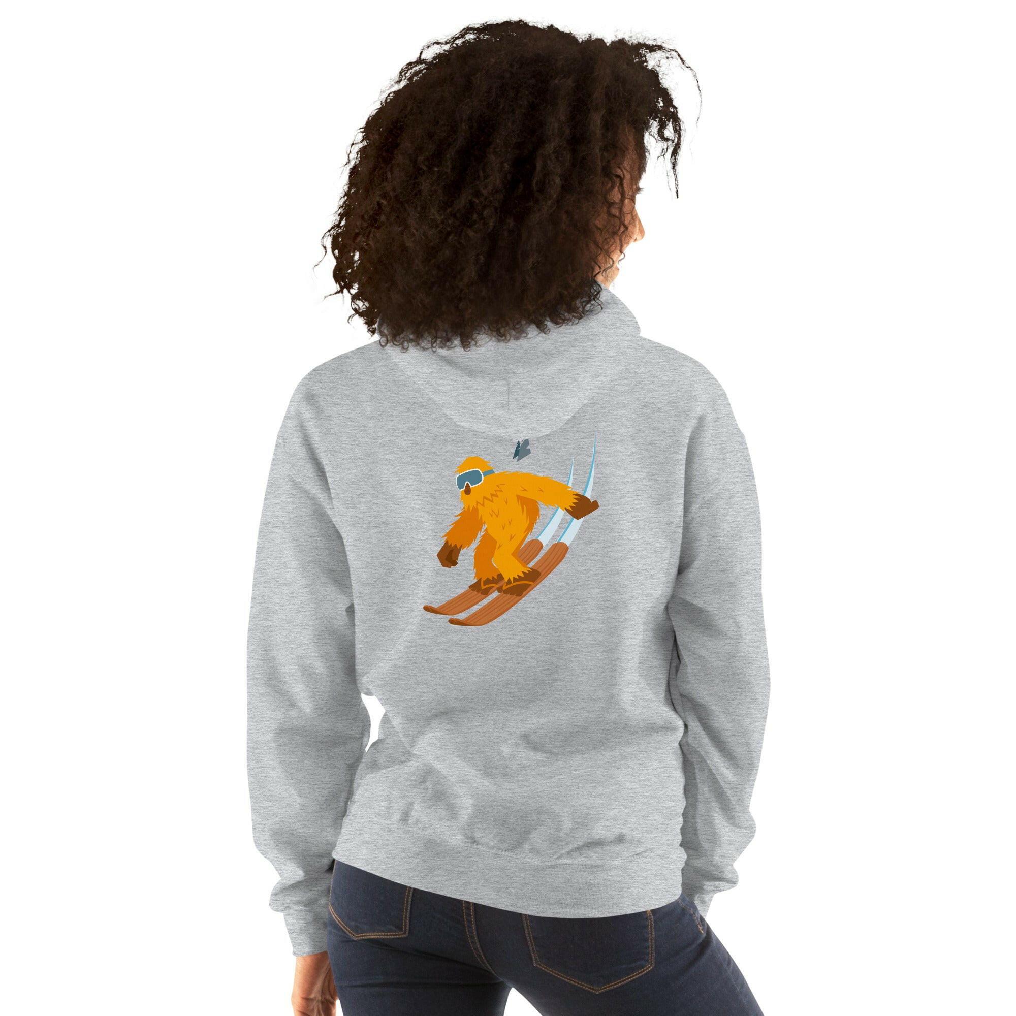 Unisex Hoodie Which skier are you? "The Thing" Yeti Skier on light colors (front & back)