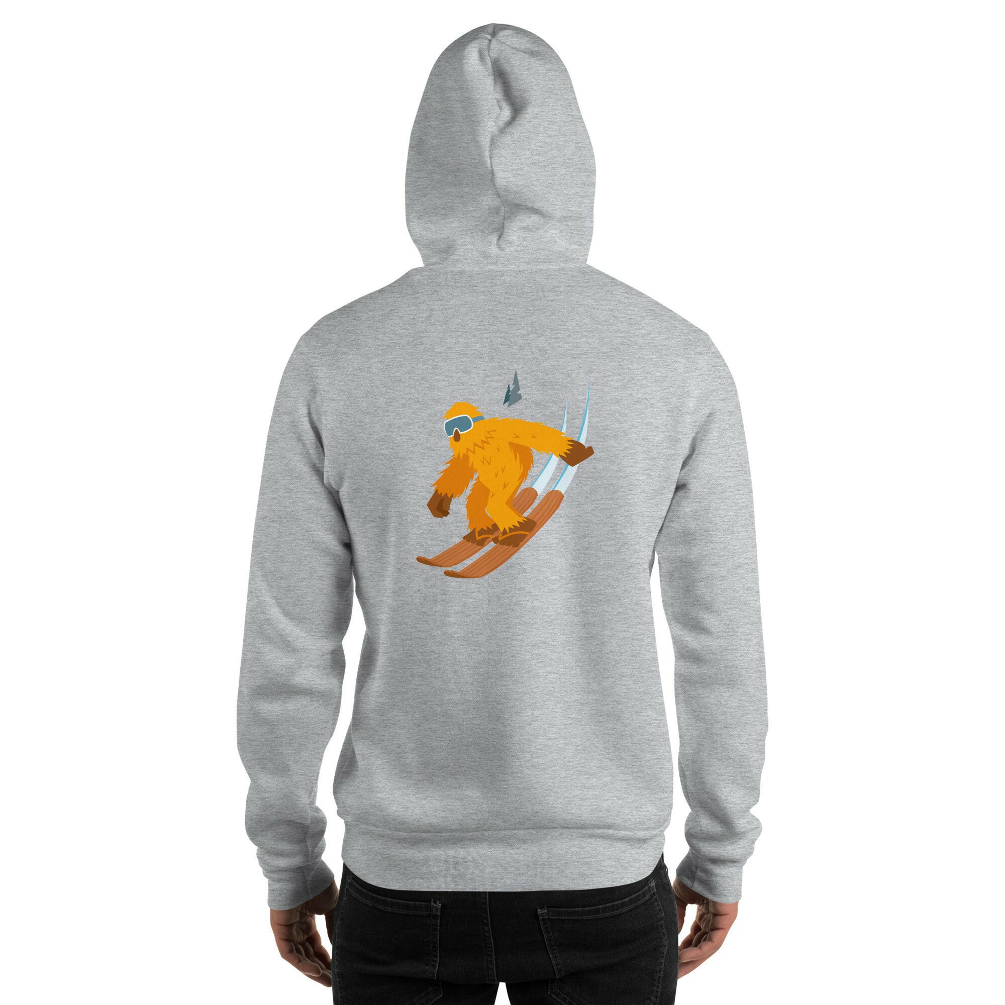 Unisex Hoodie Which skier are you? "The Thing" Yeti Skier on light colors (front & back)