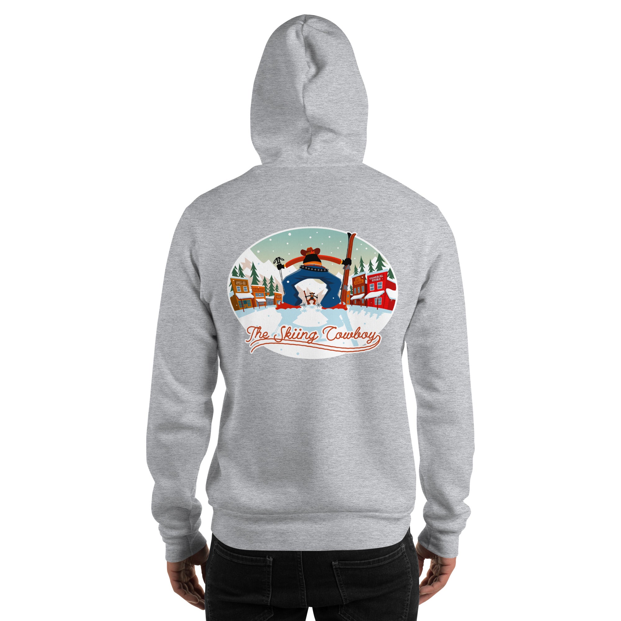 Unisex Hoodie Skiing Duel on light colors (front & back)