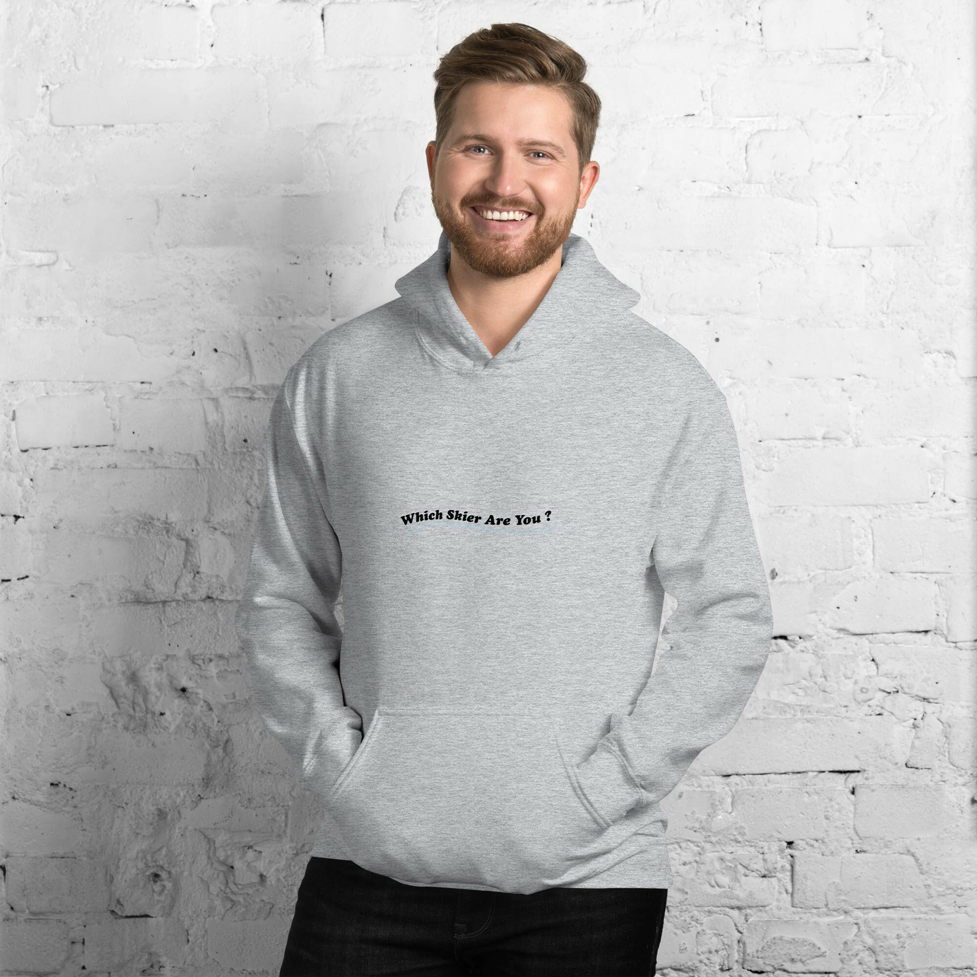 Unisex Hoodie Which skier are you? "The Thing" Yeti Skier on light colors (front & back)