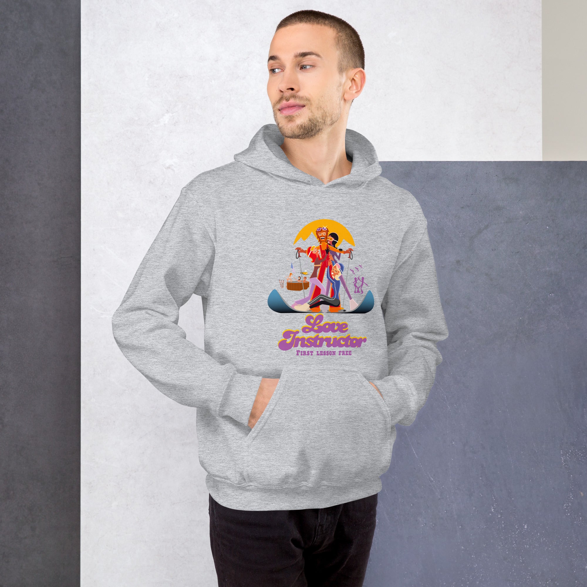 Sweat à capuche d'hiver unisexe Love Instructor First Lesson free sur couleurs claires