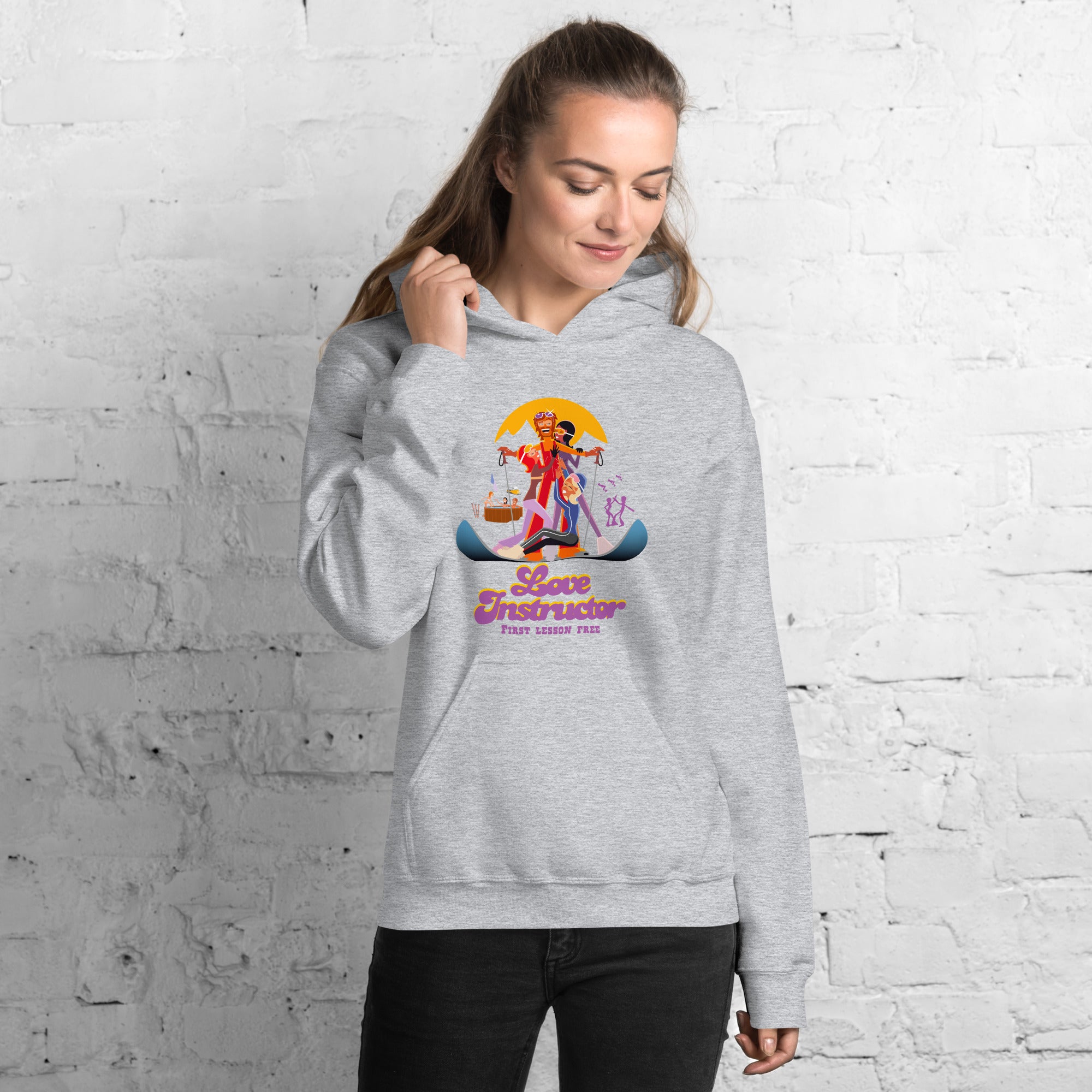 Sweat à capuche d'hiver unisexe Love Instructor First Lesson free sur couleurs claires