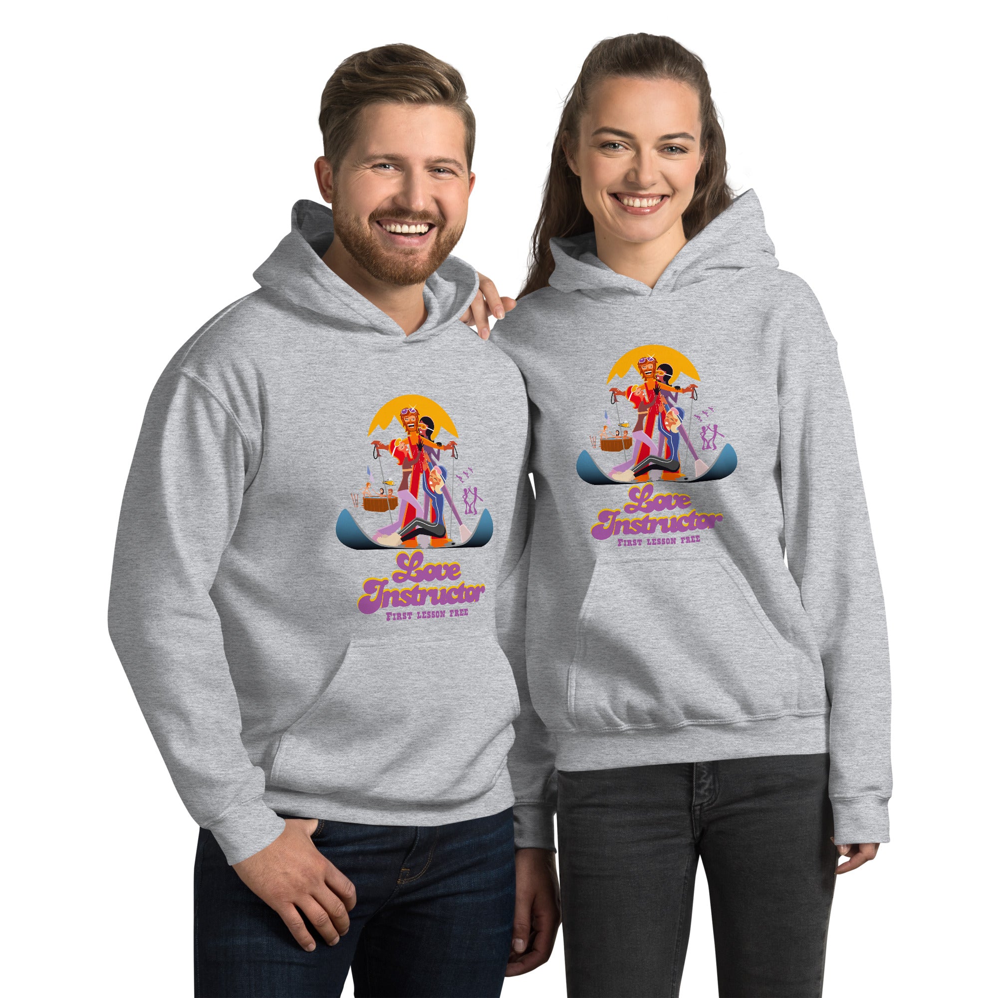 Sweat à capuche d'hiver unisexe Love Instructor First Lesson free sur couleurs claires