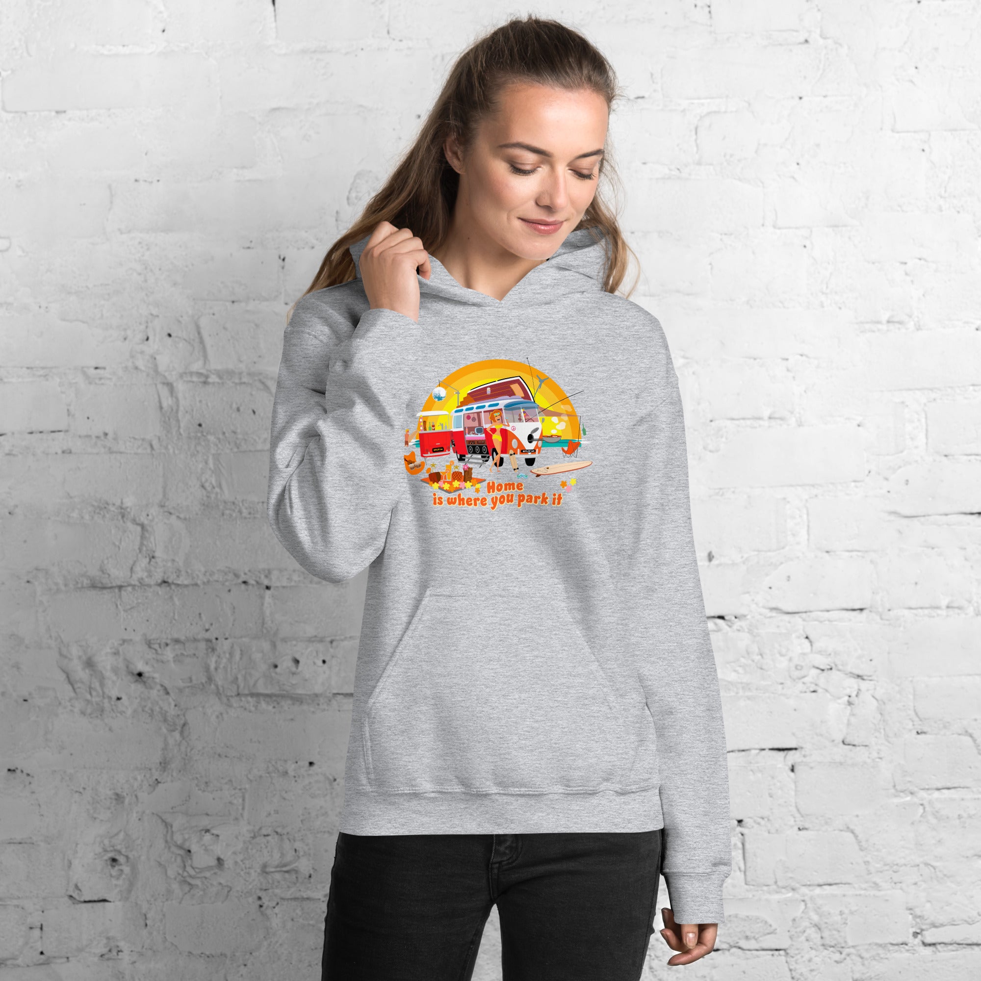 Unisex Hoodie Ultra Combi: Home is where you park it on bright colors