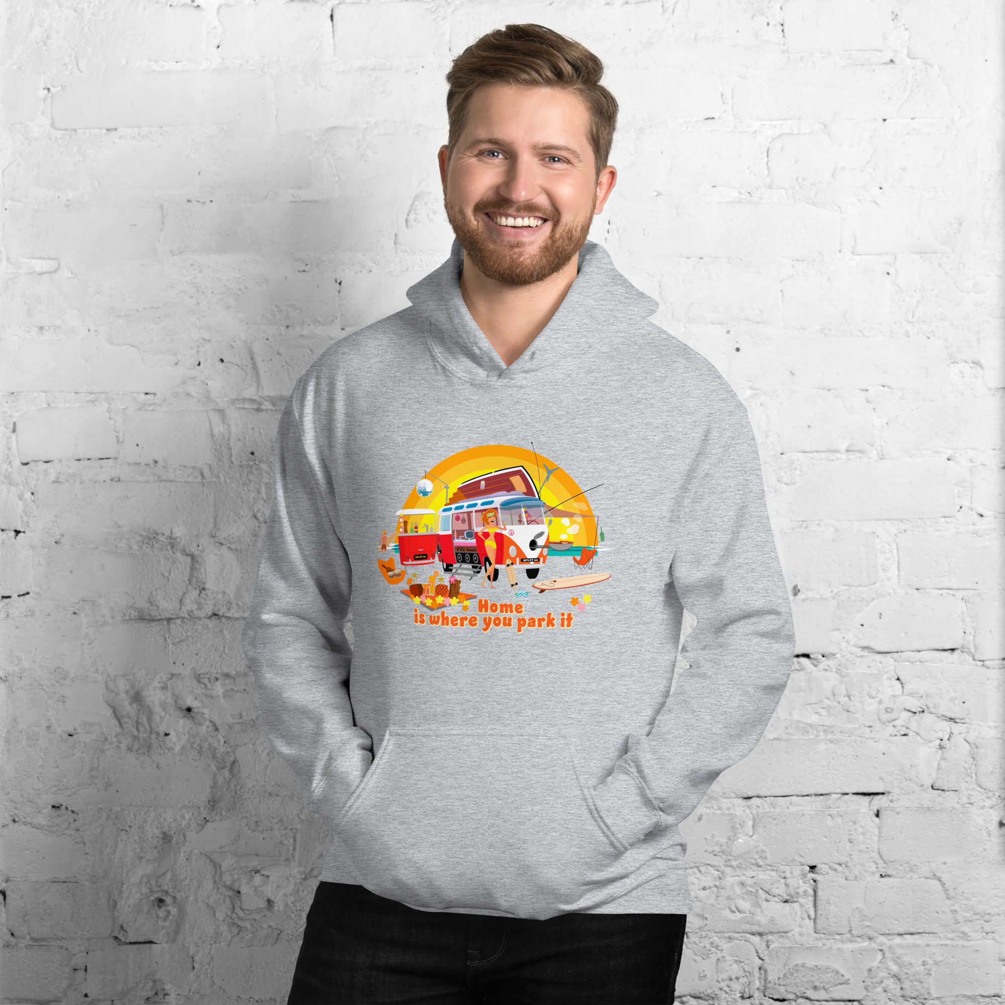 Unisex Hoodie Ultra Combi: Home is where you park it on bright colors