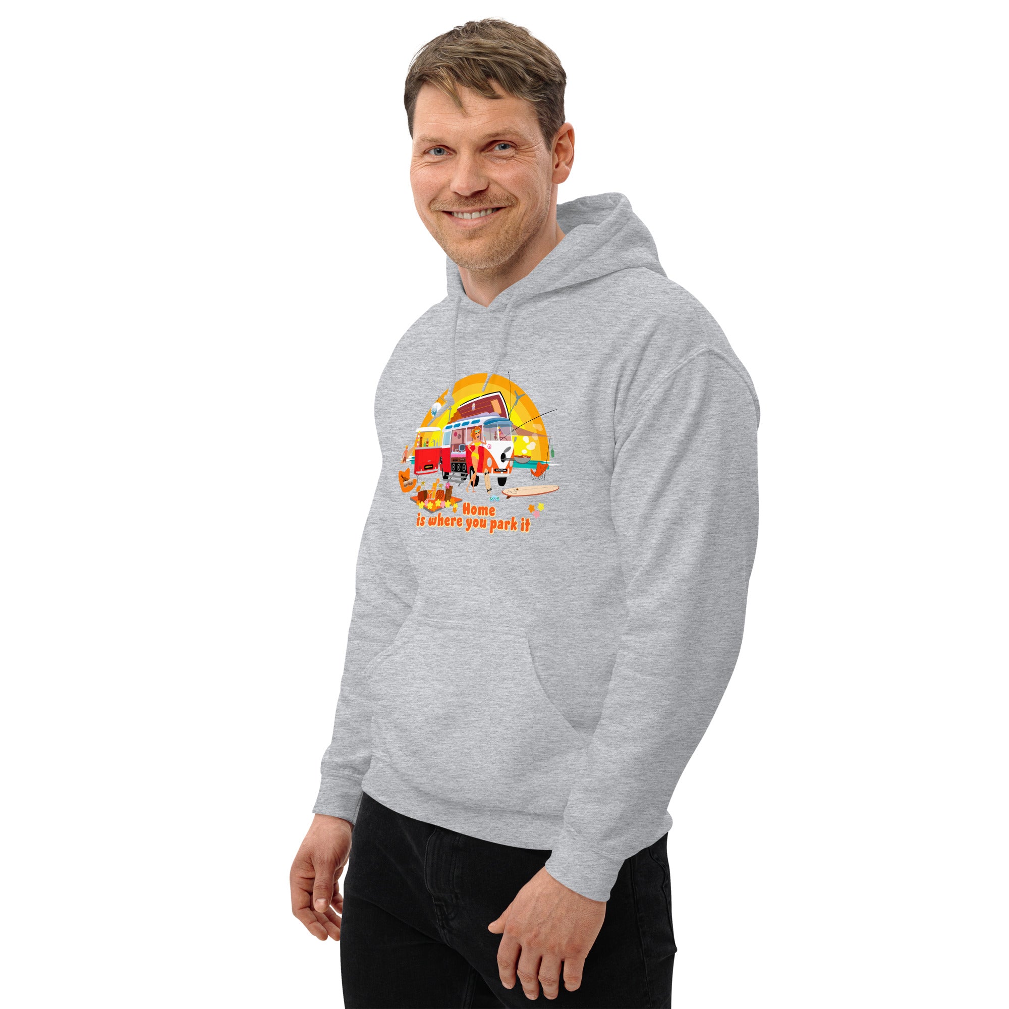 Unisex Hoodie Ultra Combi: Home is where you park it on bright colors