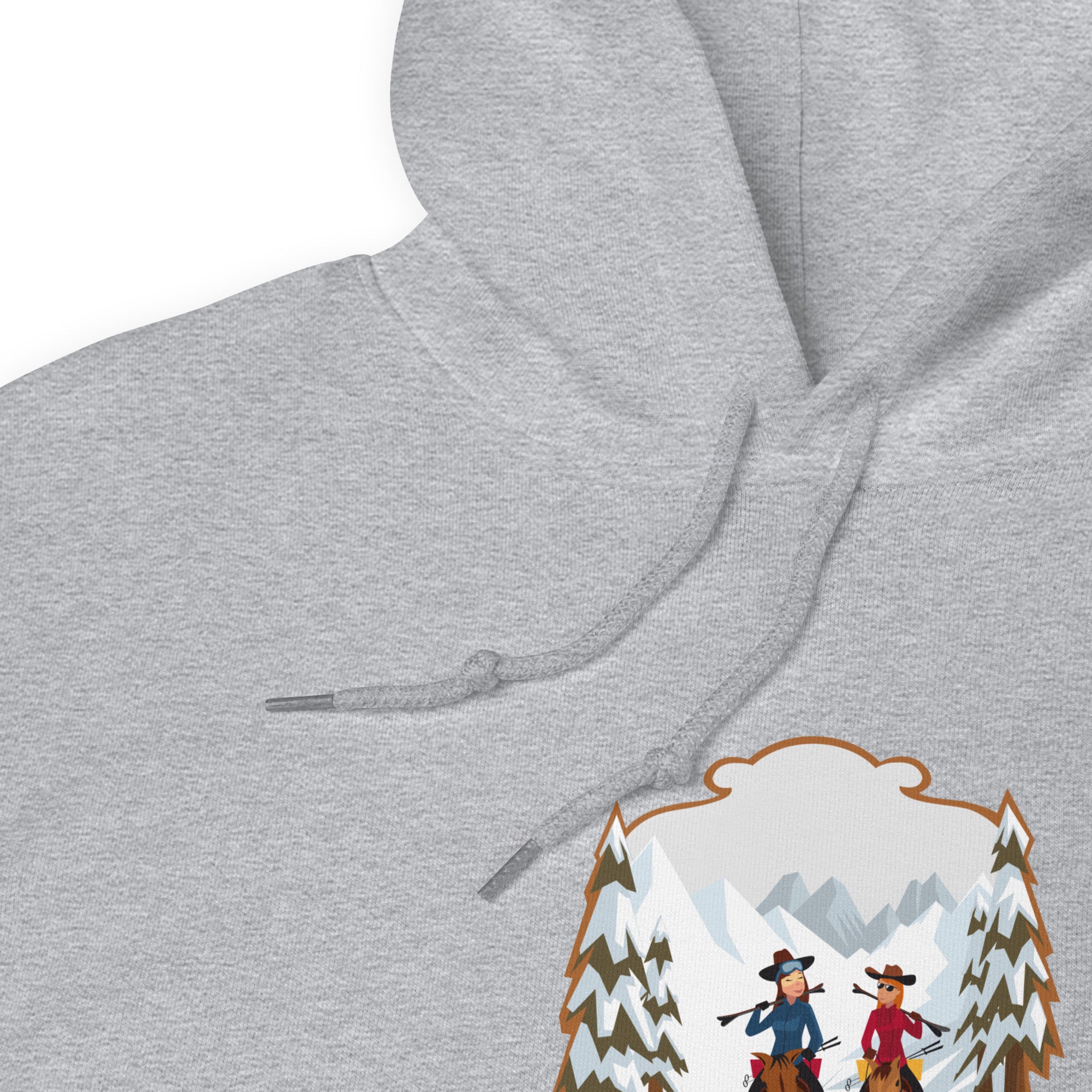 Sweat à capuche d'hiver unisexe The Skiing Cowgirl sur couleurs claires