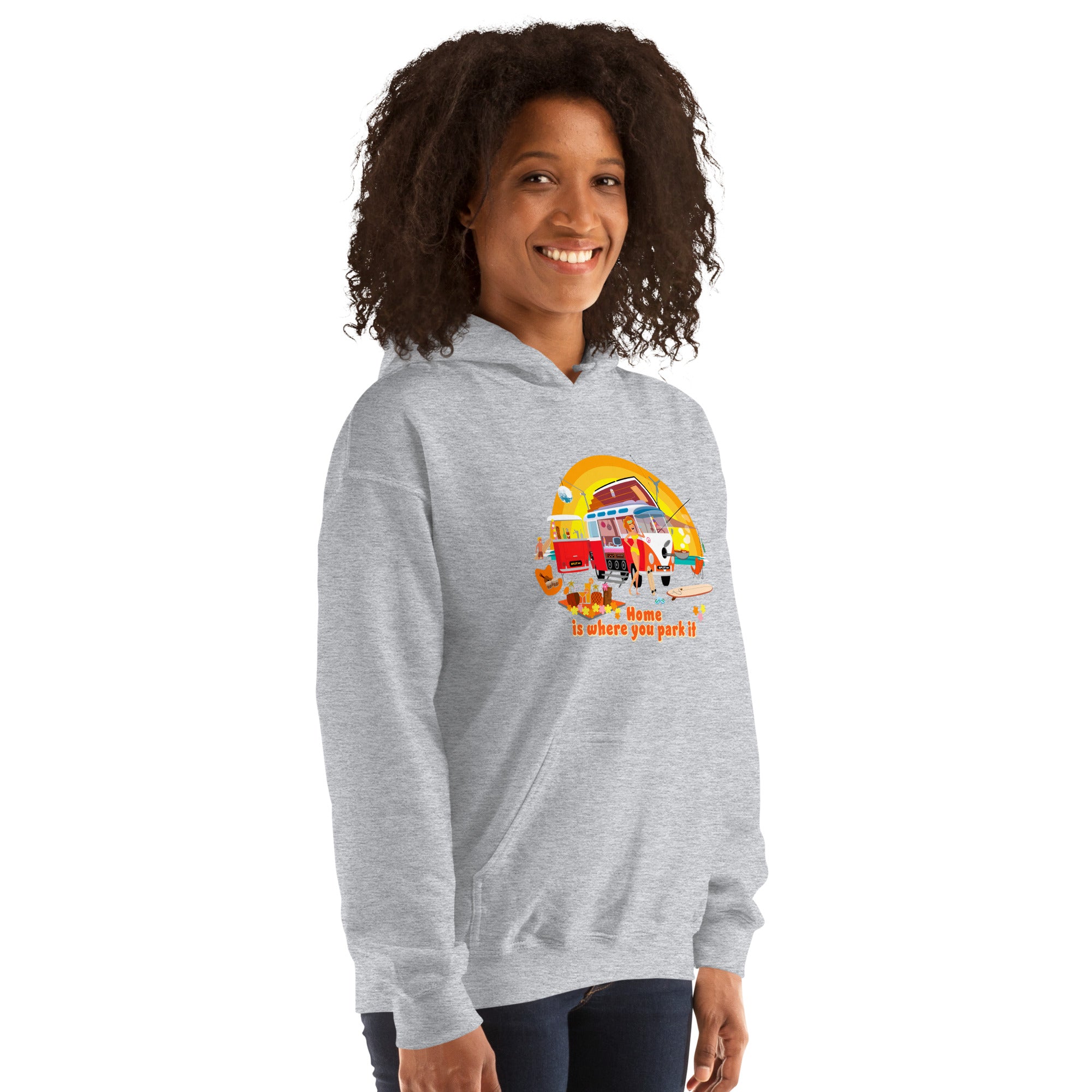 Unisex Hoodie Ultra Combi: Home is where you park it on bright colors