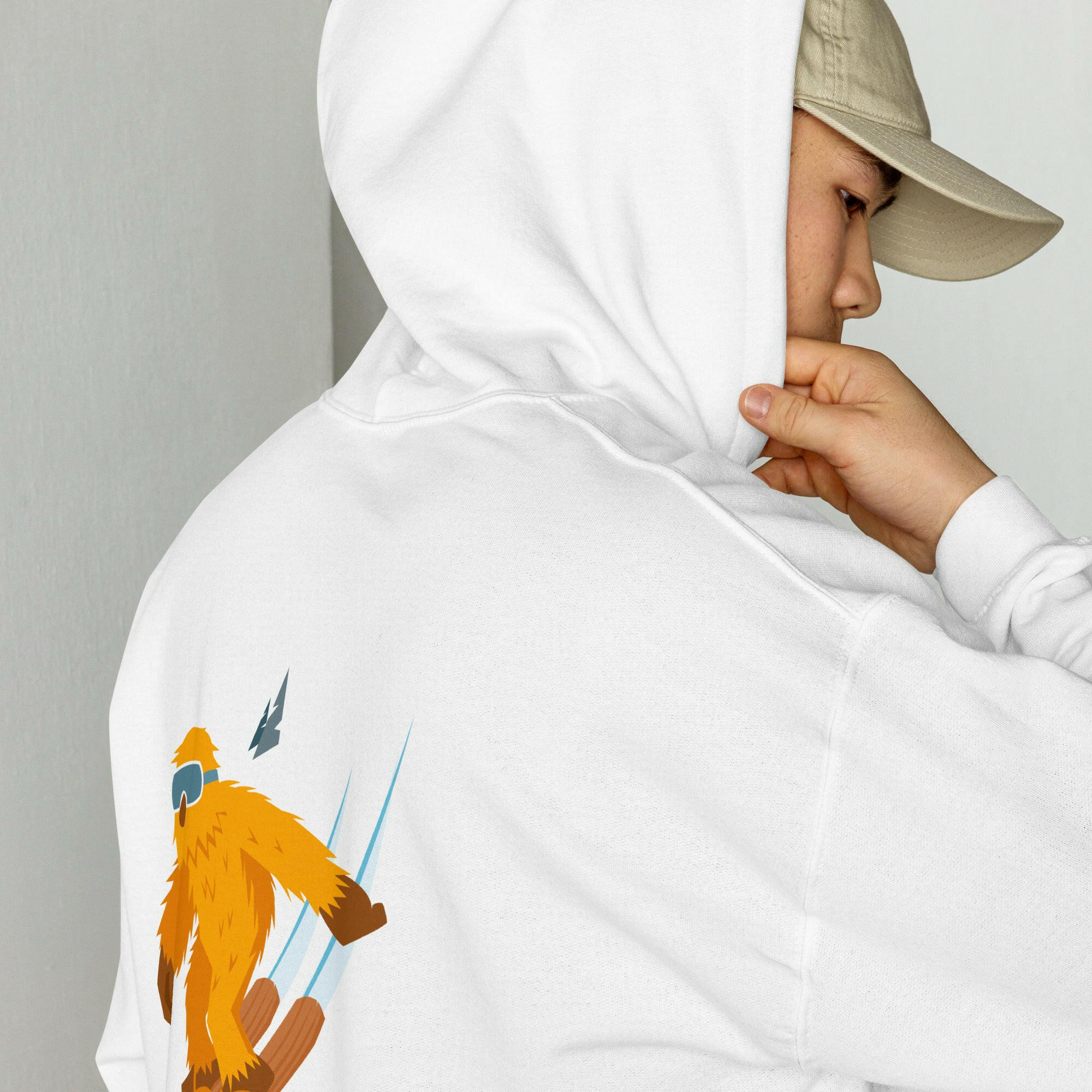 Unisex Hoodie Which skier are you? "The Thing" Yeti Skier on light colors (front & back)