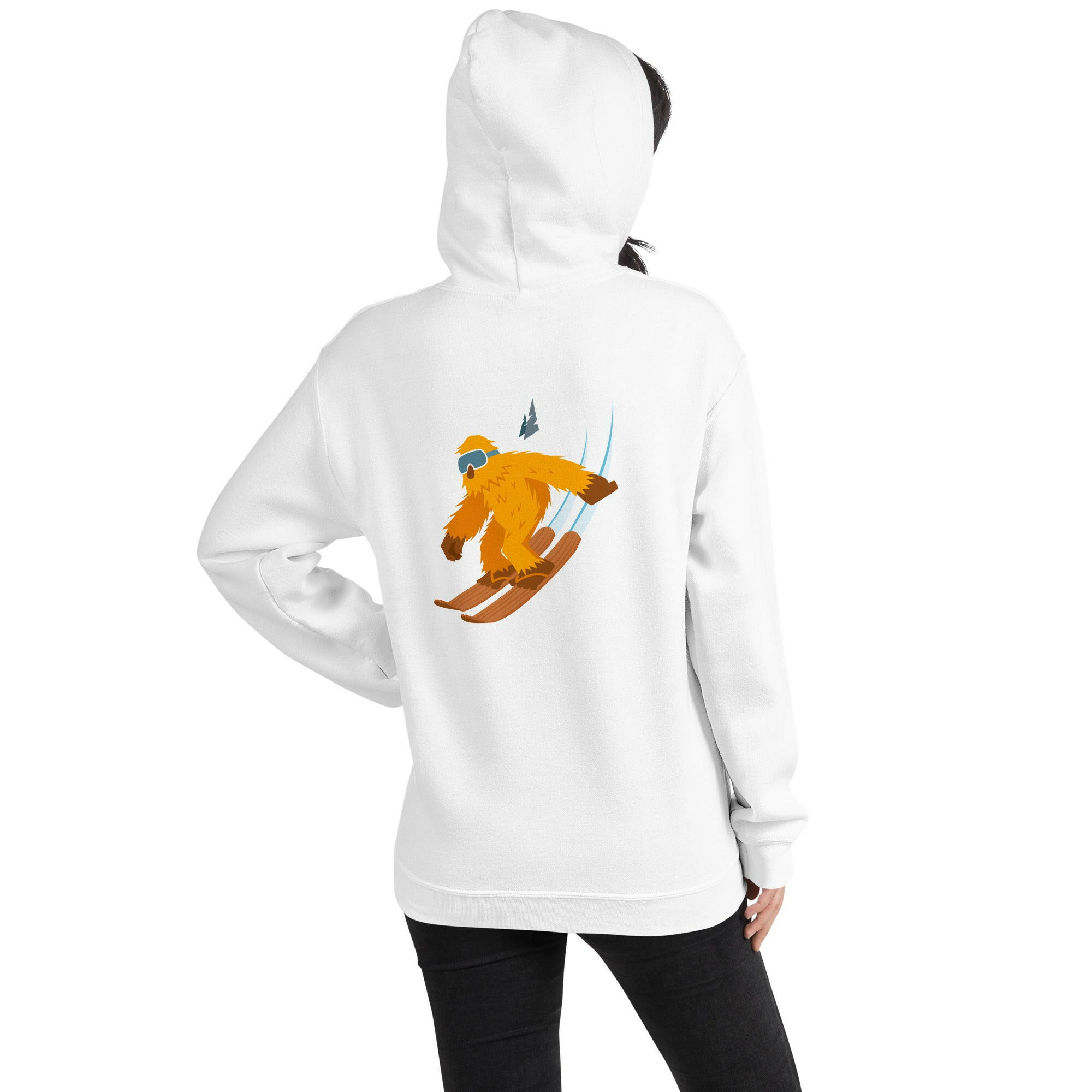 Unisex Hoodie Which skier are you? "The Thing" Yeti Skier on light colors (front & back)