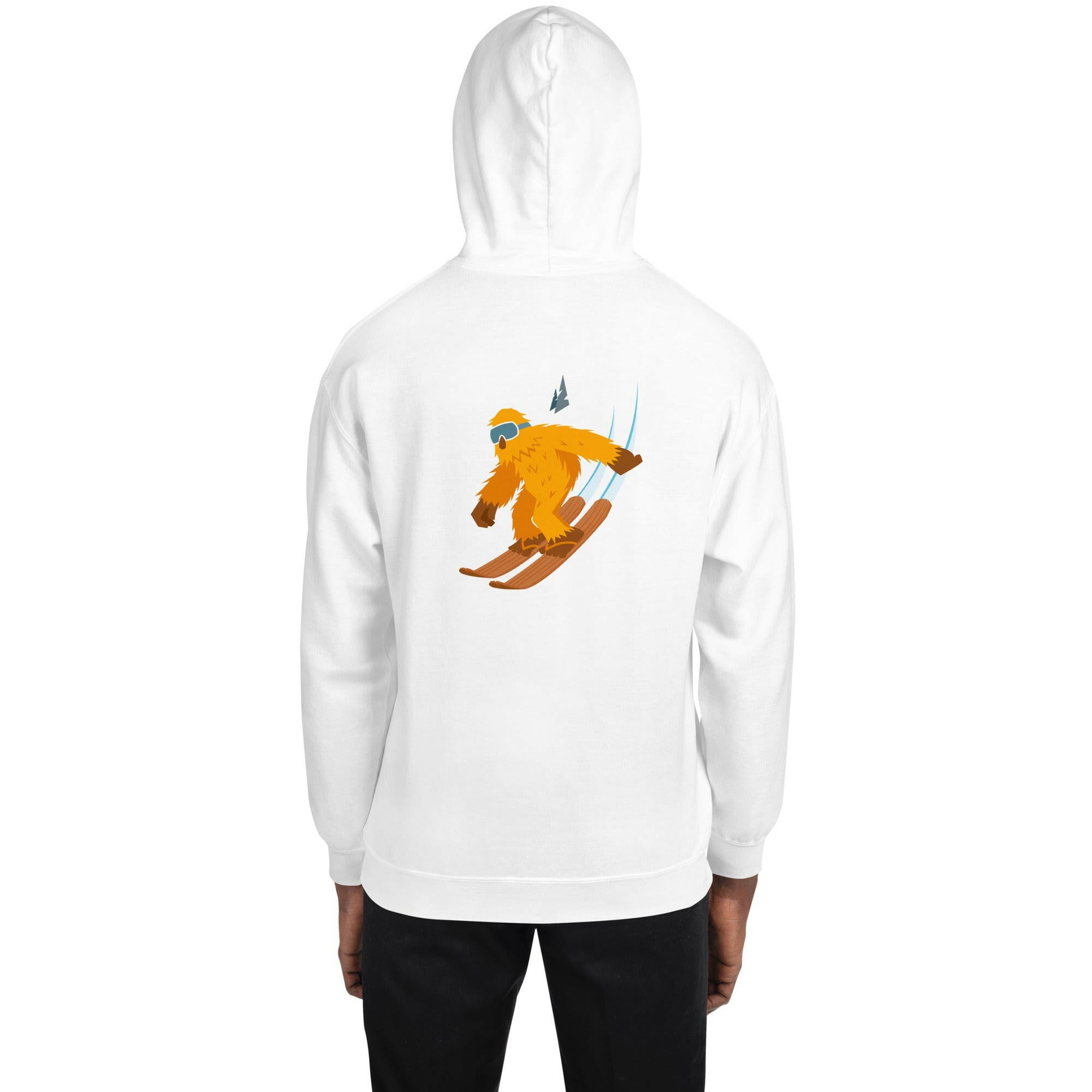 Unisex Hoodie Which skier are you? "The Thing" Yeti Skier on light colors (front & back)