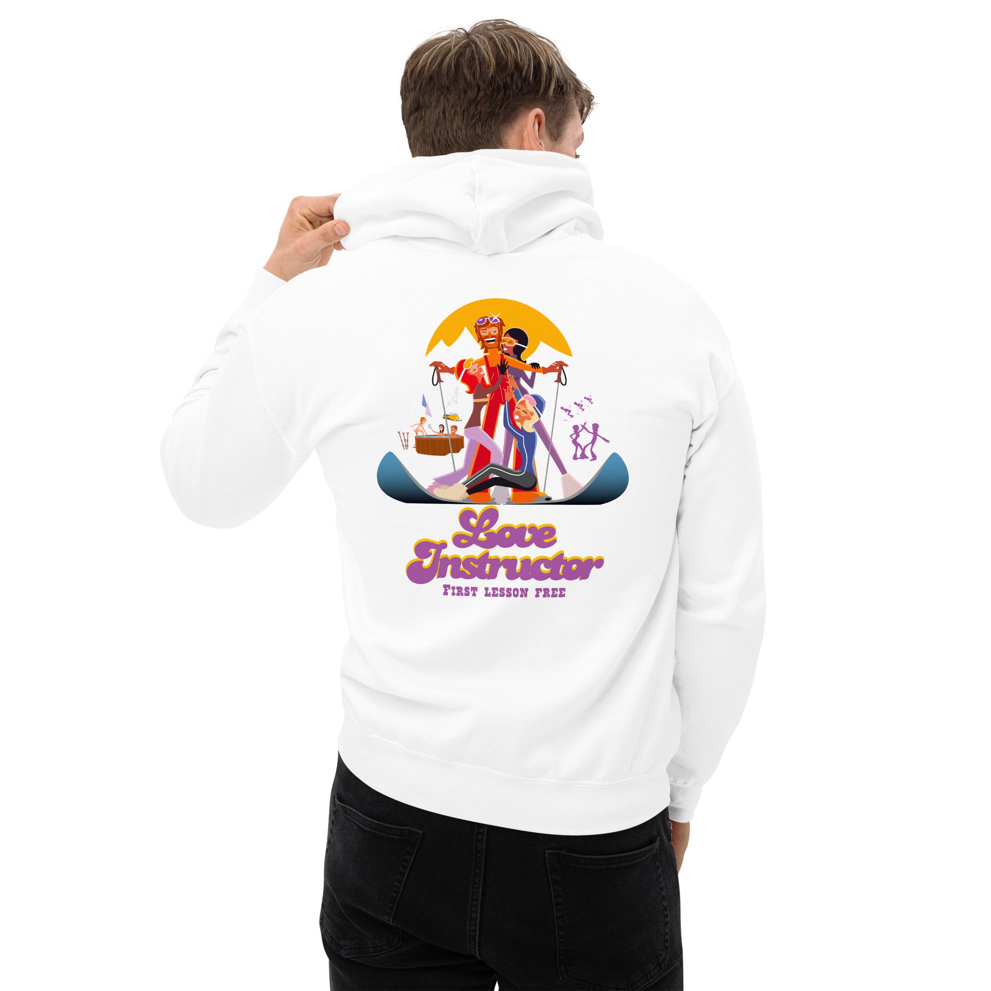 Sweat à capuche d'hiver unisexe Which skier are you? Love Instructor First Lesson free sur couleurs claires (face & dos)