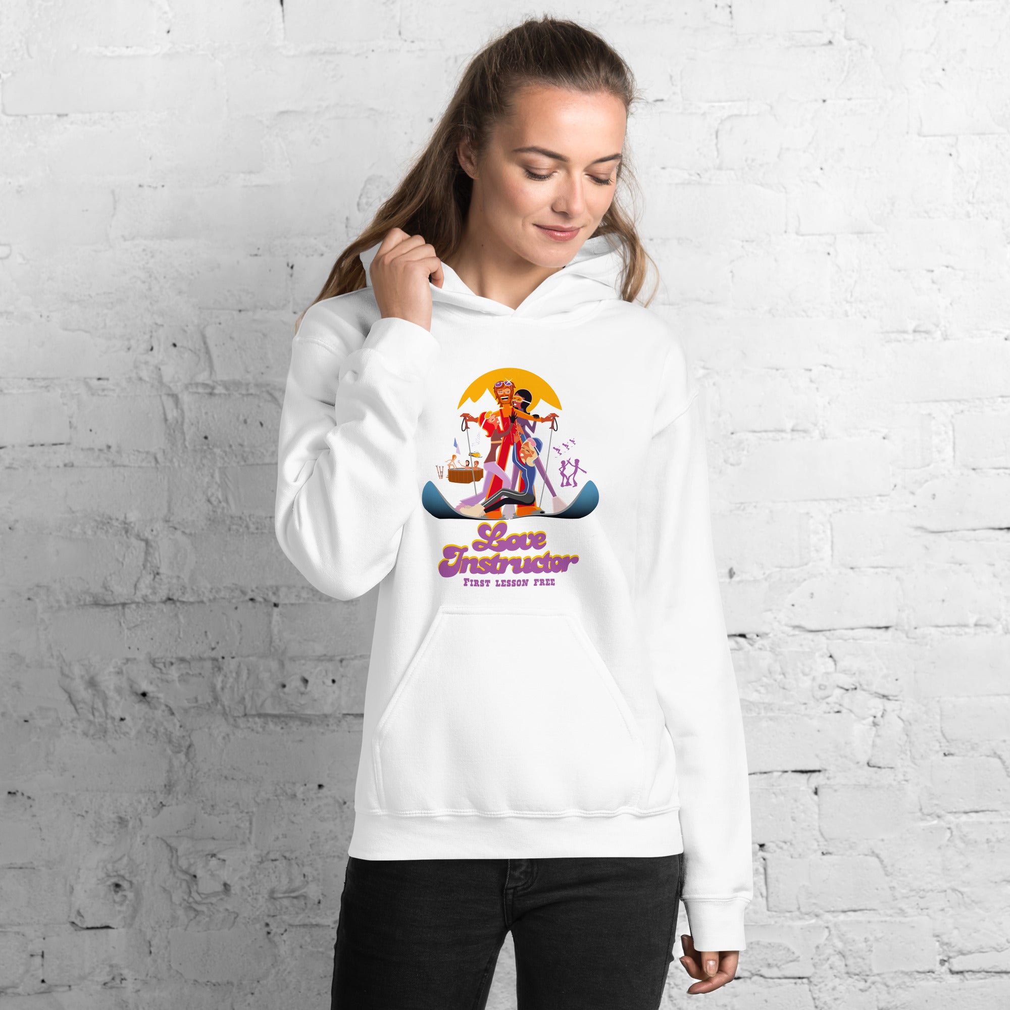 Sweat à capuche d'hiver unisexe Love Instructor First Lesson free sur couleurs claires