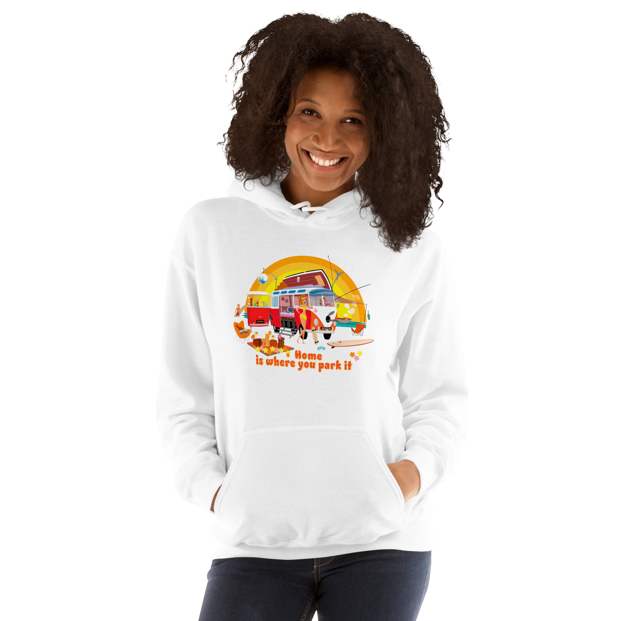 Unisex Hoodie Ultra Combi: Home is where you park it on bright colors