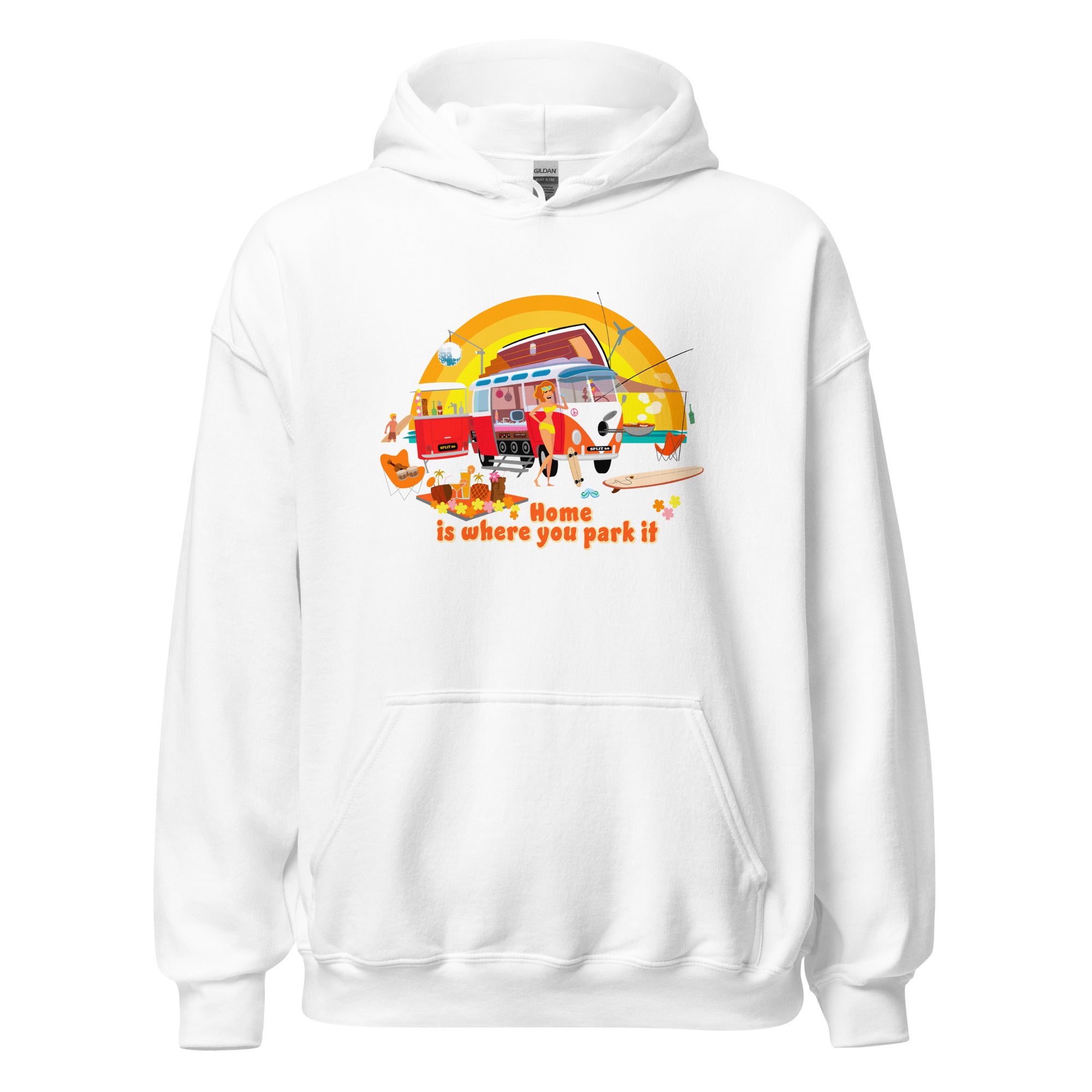 Unisex Hoodie Ultra Combi: Home is where you park it on bright colors