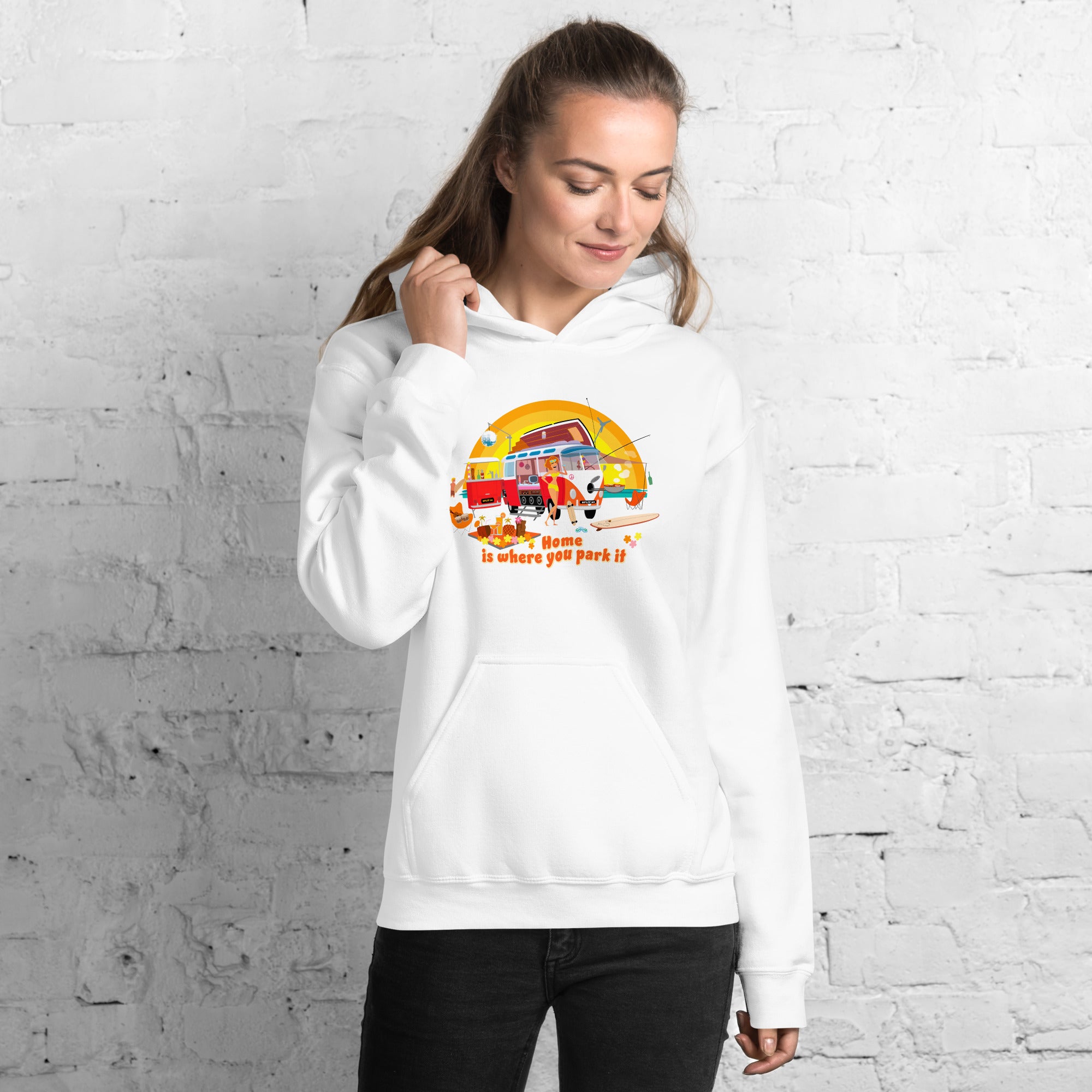 Unisex Hoodie Ultra Combi: Home is where you park it on bright colors