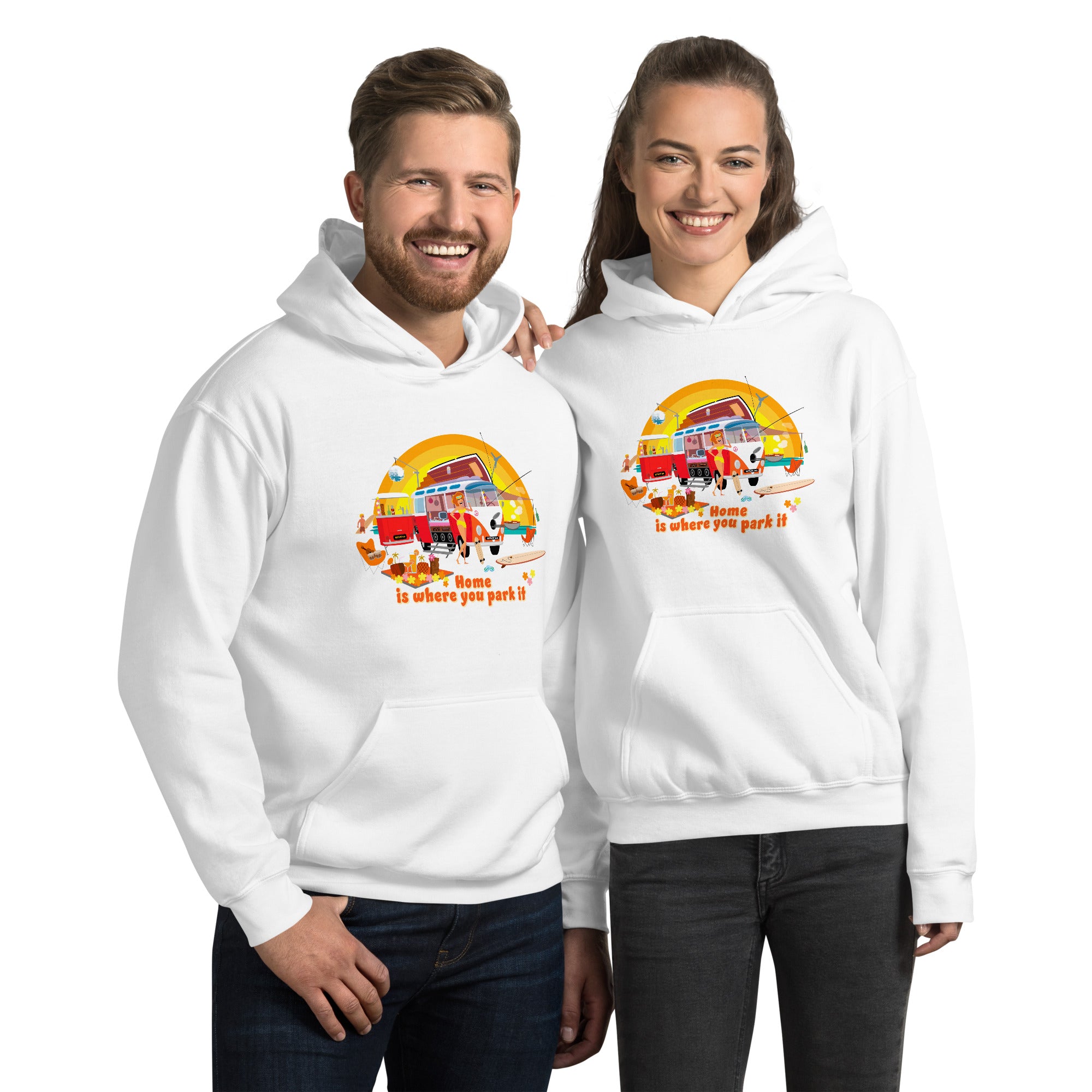 Unisex Hoodie Ultra Combi: Home is where you park it on bright colors