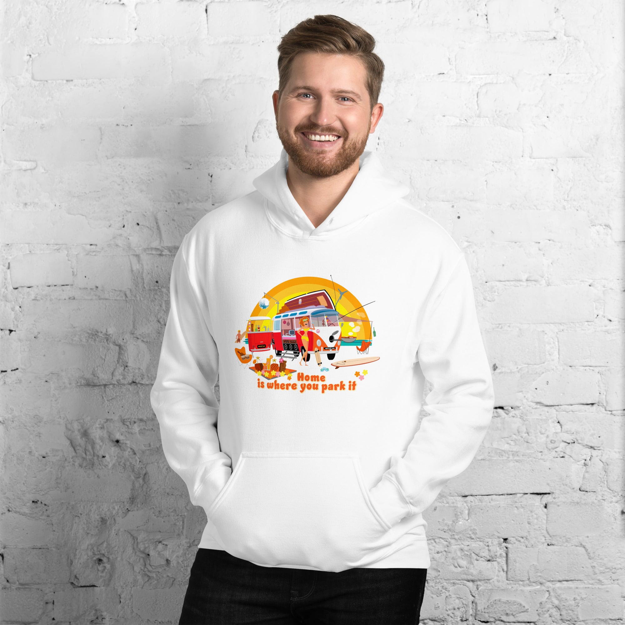 Unisex Hoodie Ultra Combi: Home is where you park it on bright colors