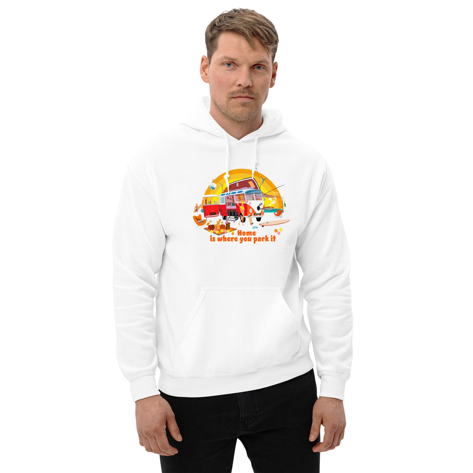 Unisex Hoodie Ultra Combi: Home is where you park it on bright colors