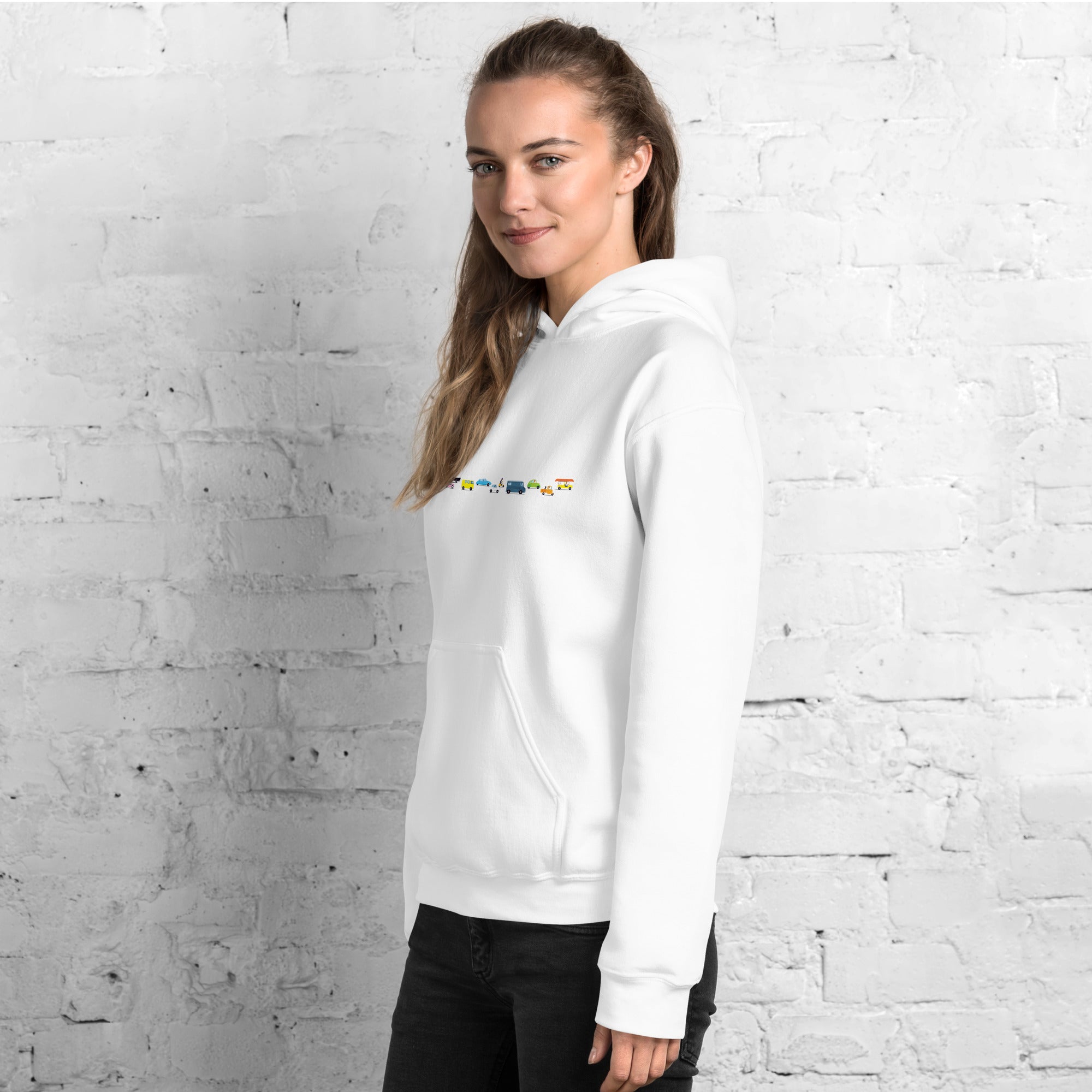 Sweat à capuche d'hiver unisexe Vintage Cars Traffic Jam sur couleurs claires