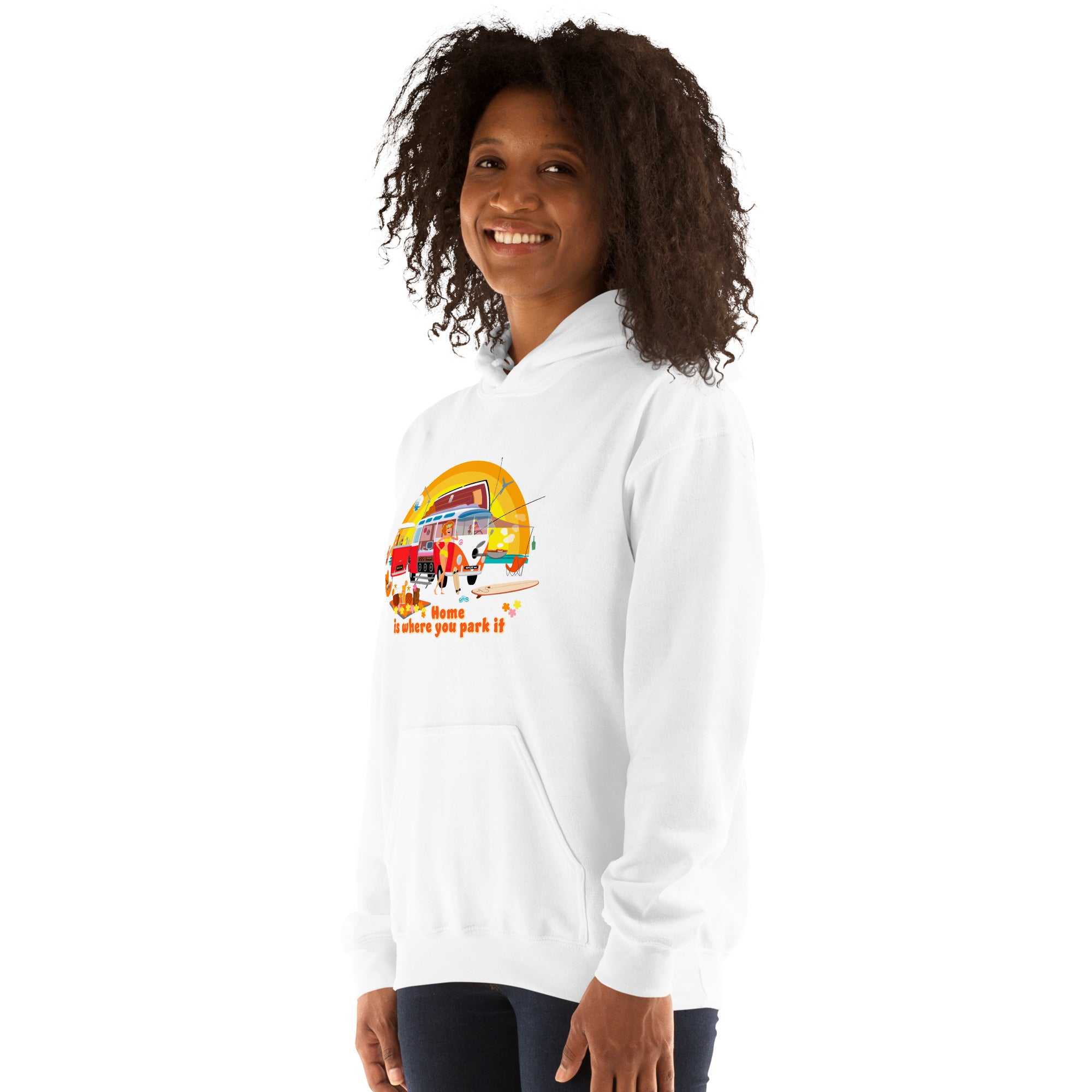Unisex Hoodie Ultra Combi: Home is where you park it on bright colors