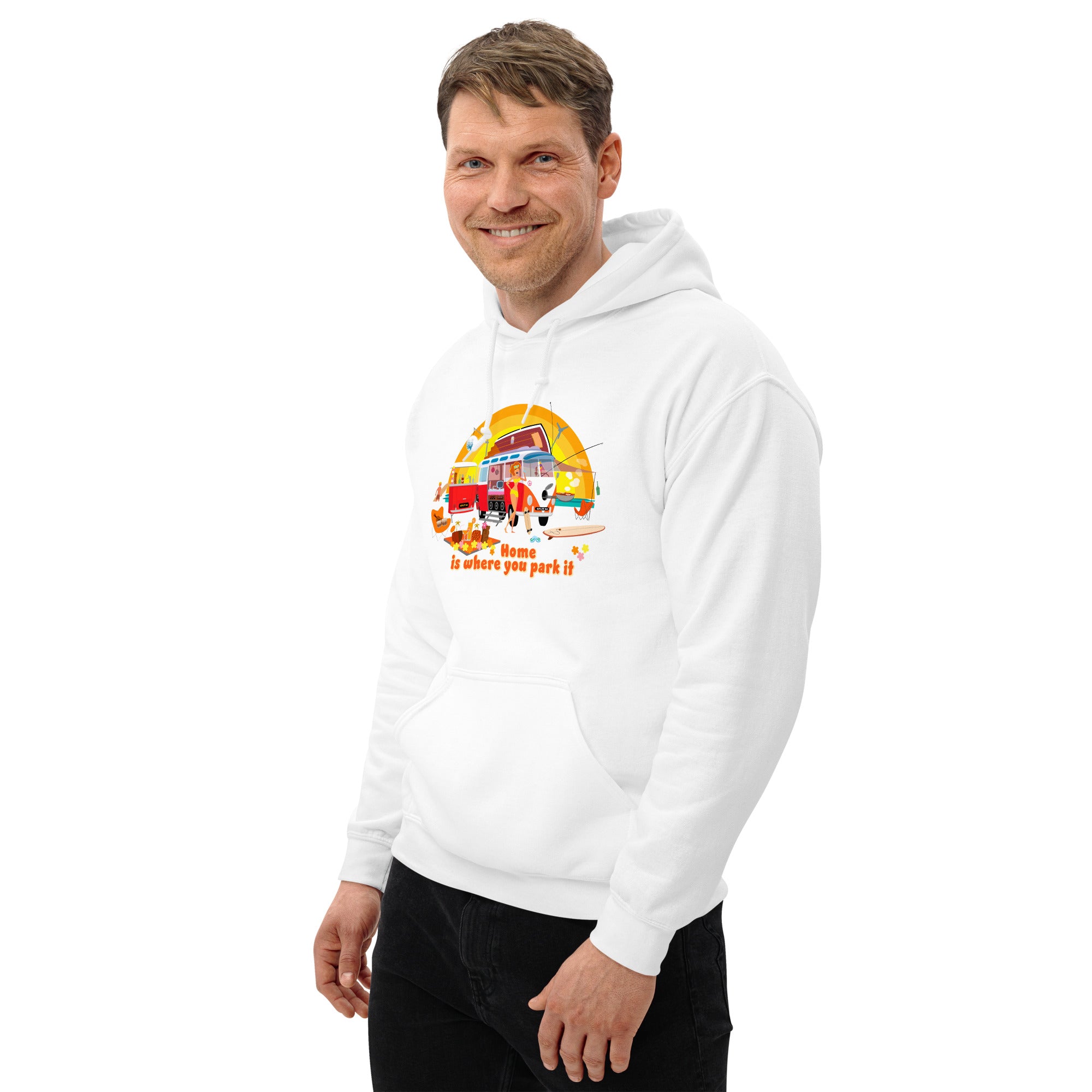 Unisex Hoodie Ultra Combi: Home is where you park it on bright colors