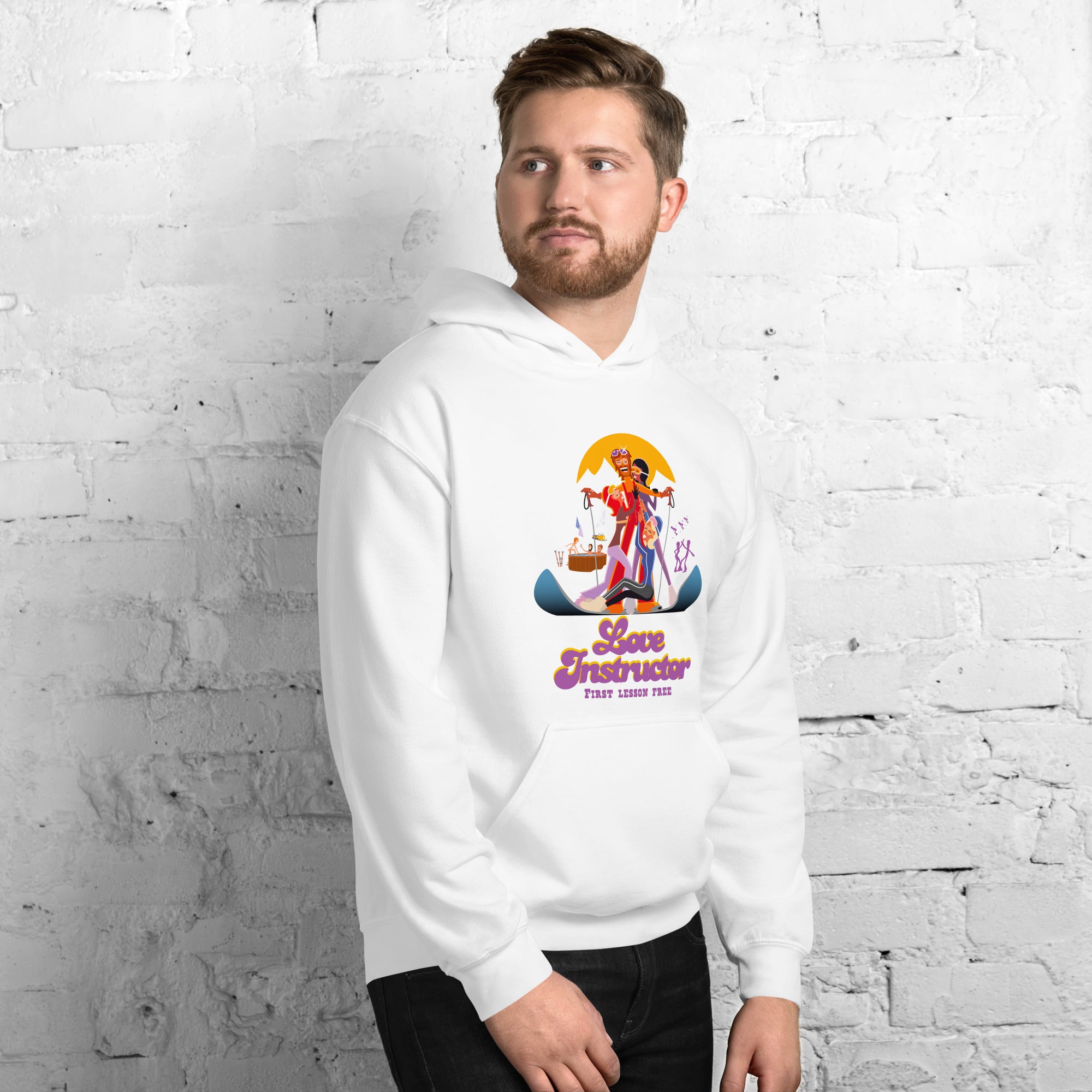 Sweat à capuche d'hiver unisexe Love Instructor First Lesson free sur couleurs claires