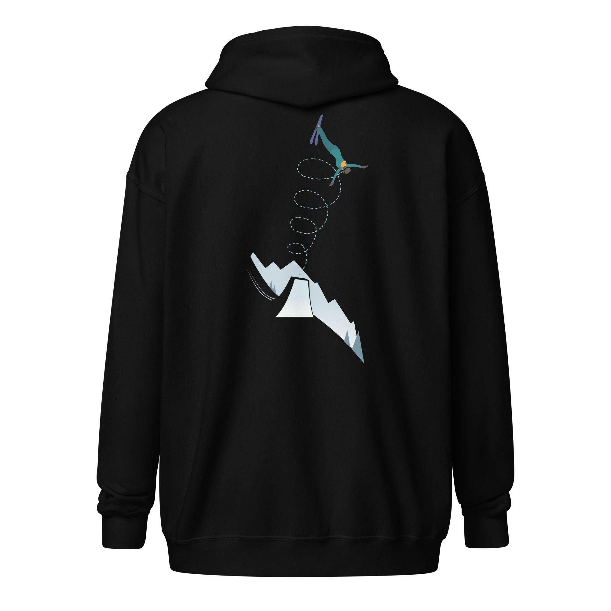 Sweat à capuche épais unisexe à fermeture éclair Which skier are you? Acrobatic skier sur fond sombre (face & dos)