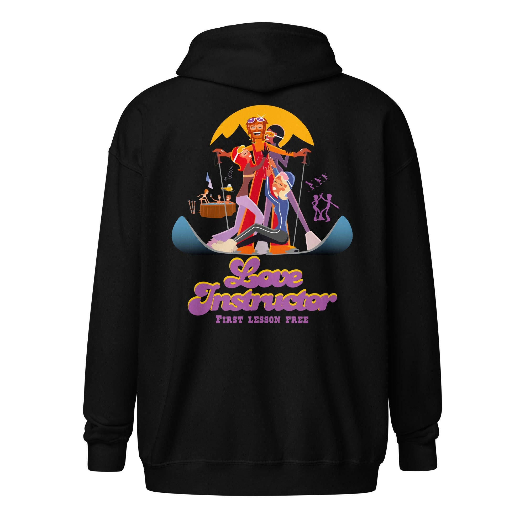 Sweat à capuche épais unisexe à fermeture éclair Love Instructor First Lesson free (face & dos)