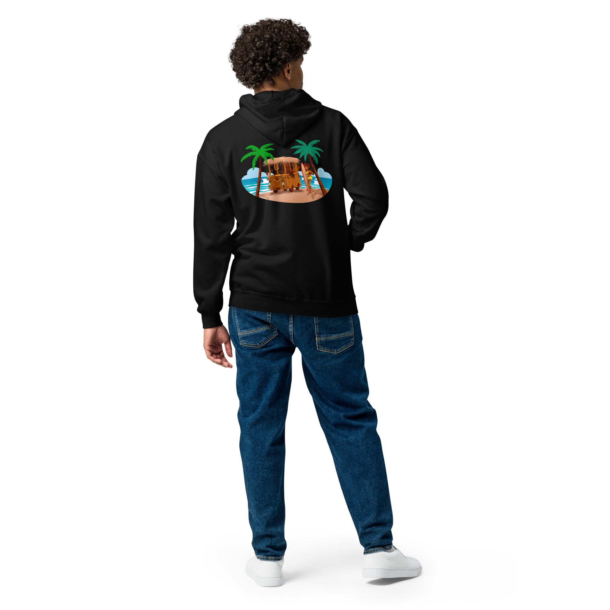 Unisex heavy blend zip hoodie Tiki Kombi (front & back)