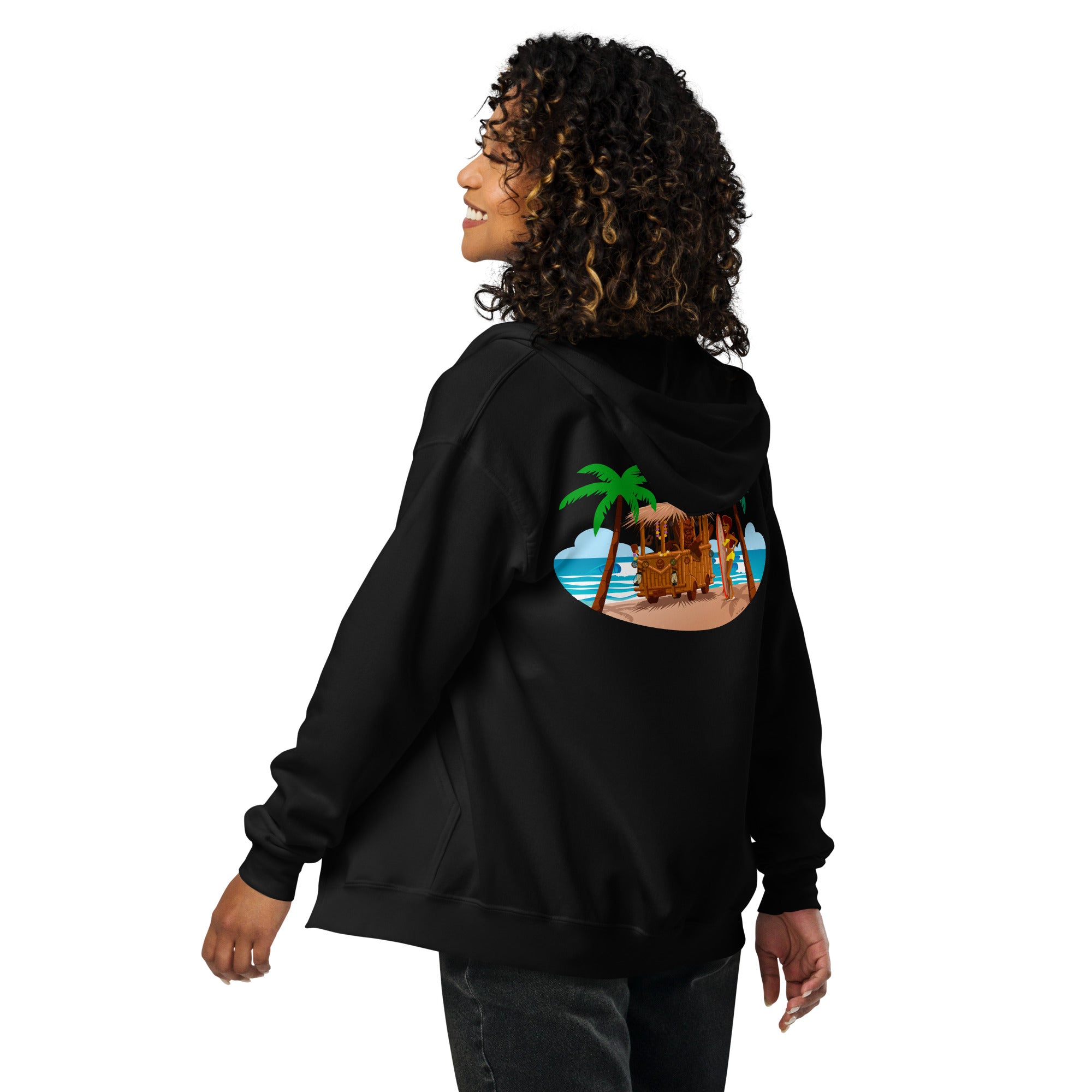 Unisex heavy blend zip hoodie Tiki Kombi (front & back)