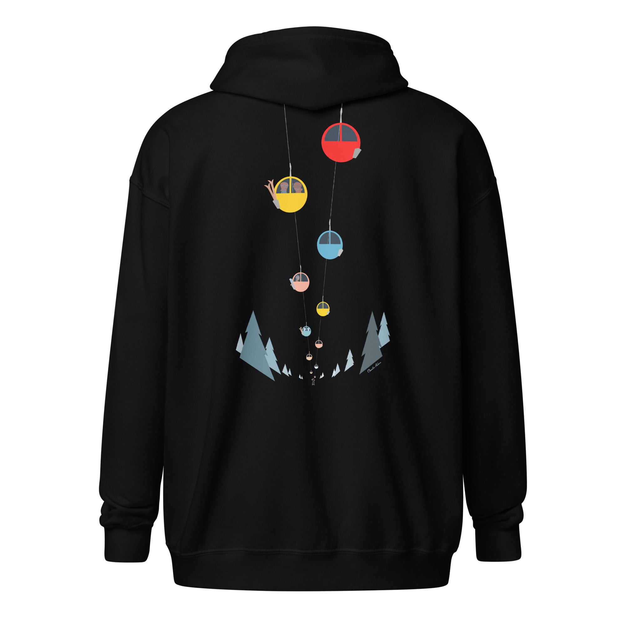 Sweat à capuche épais unisexe à fermeture éclair Gondolas in the mist (face & dos)