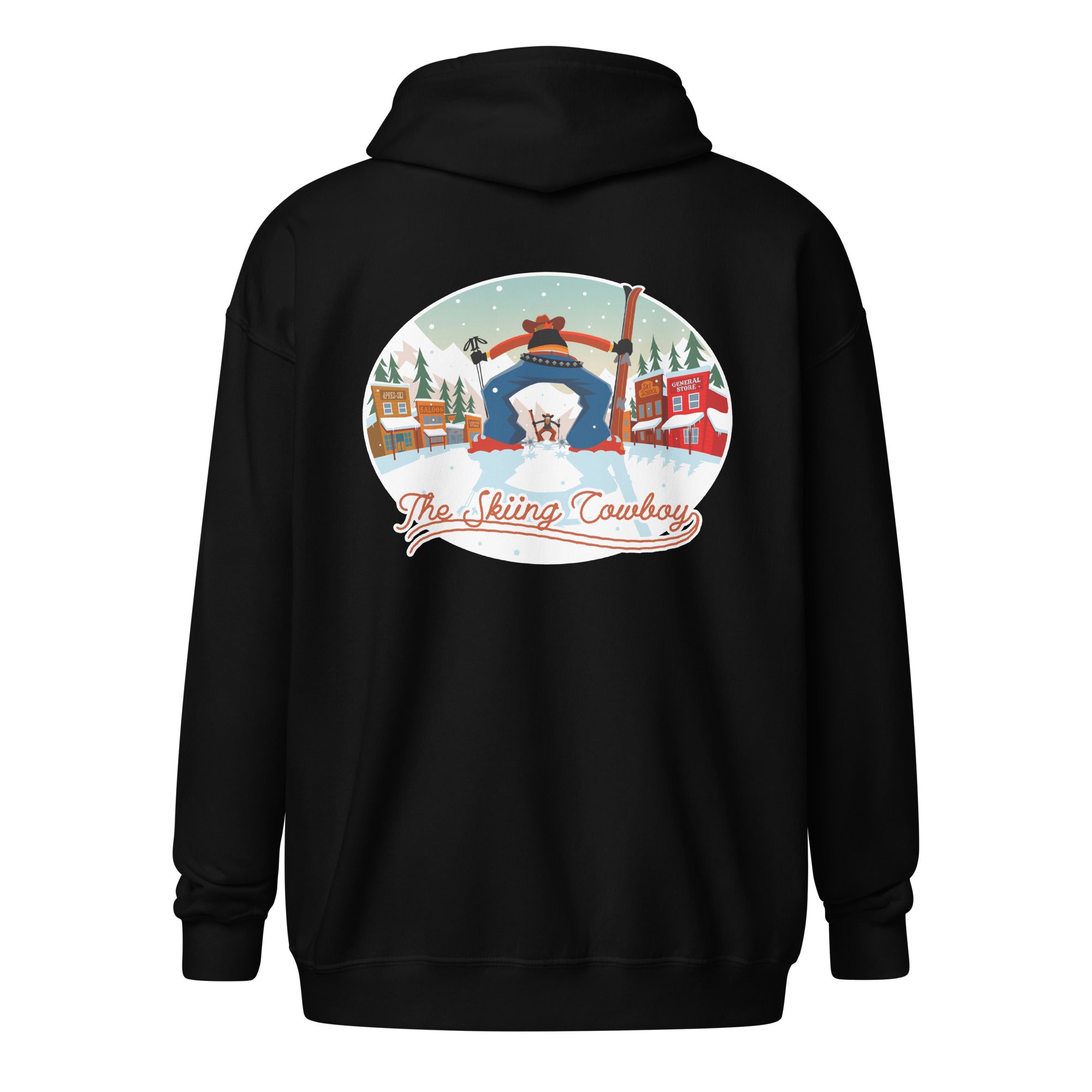 Sweat à capuche épais unisexe à fermeture éclair Skiing Duel (face & dos)