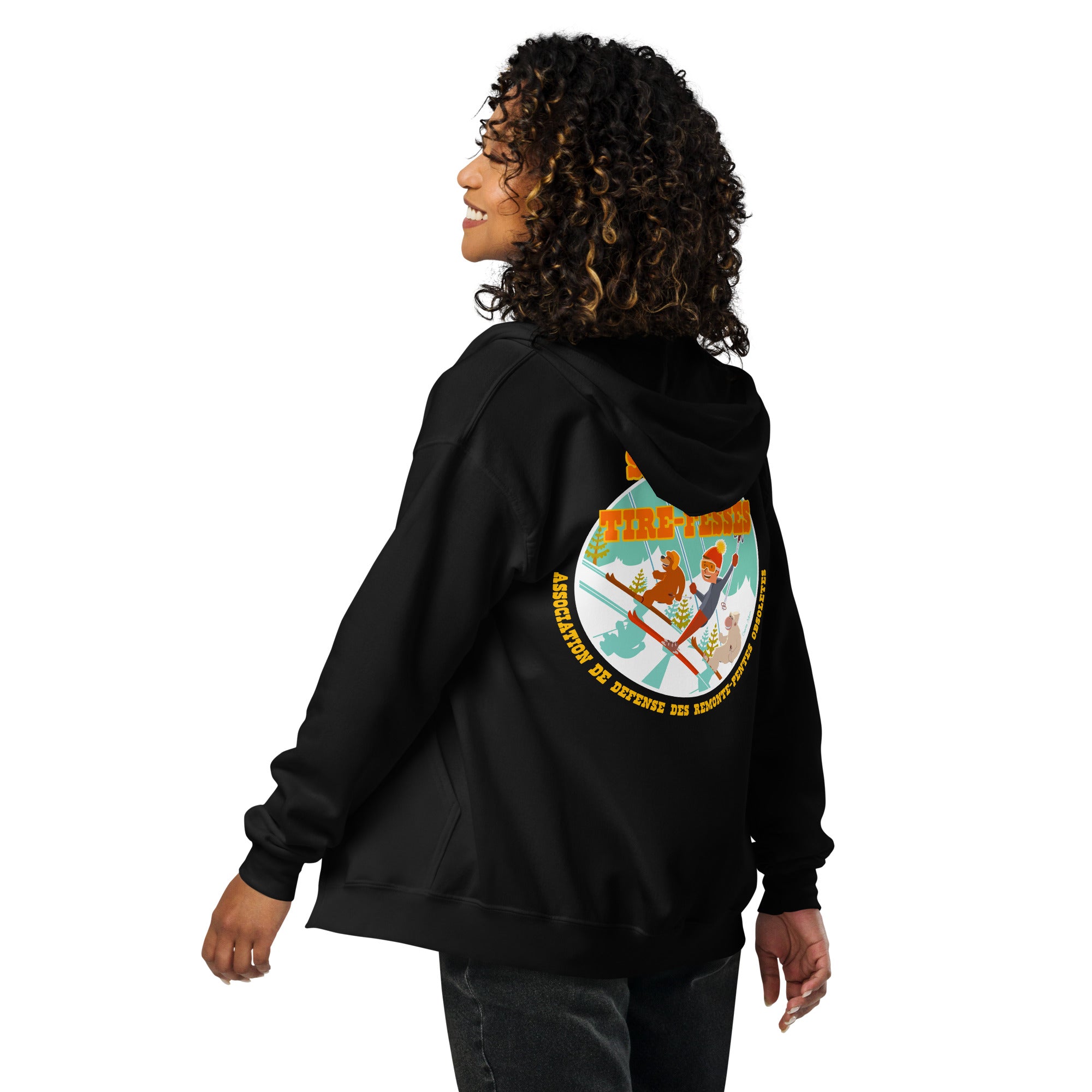 Sweat à capuche épais unisexe à fermeture éclair Sauvons les Tires-fesses (face & dos)