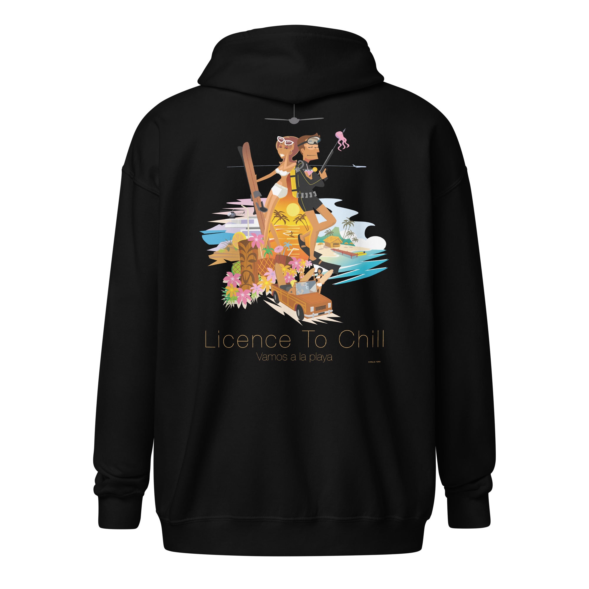 Sweat à capuche épais unisexe à fermeture éclair License to Chill Vamos a la Playa