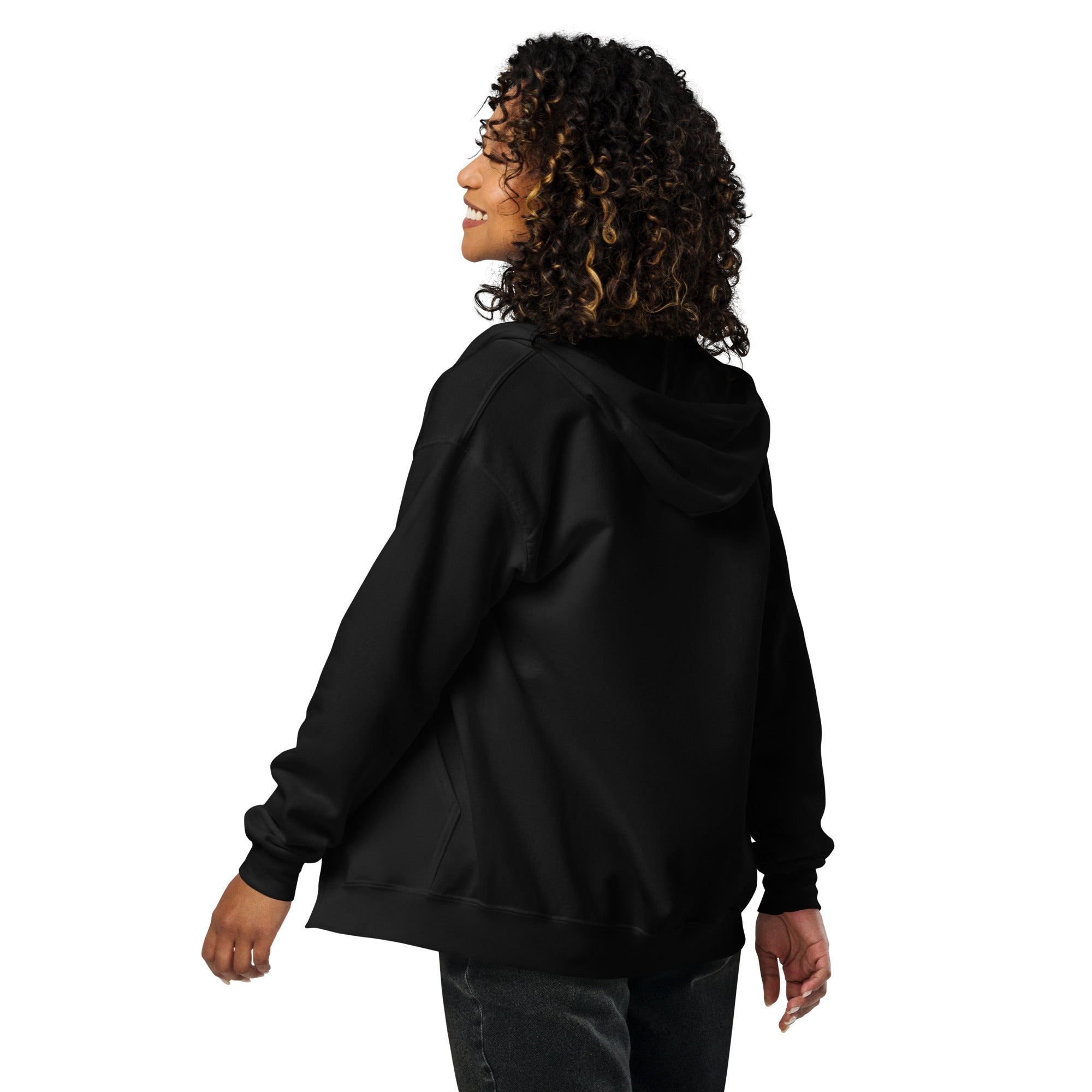 Unisex heavy blend zip hoodie Camperfan flamingo embroidered pattern