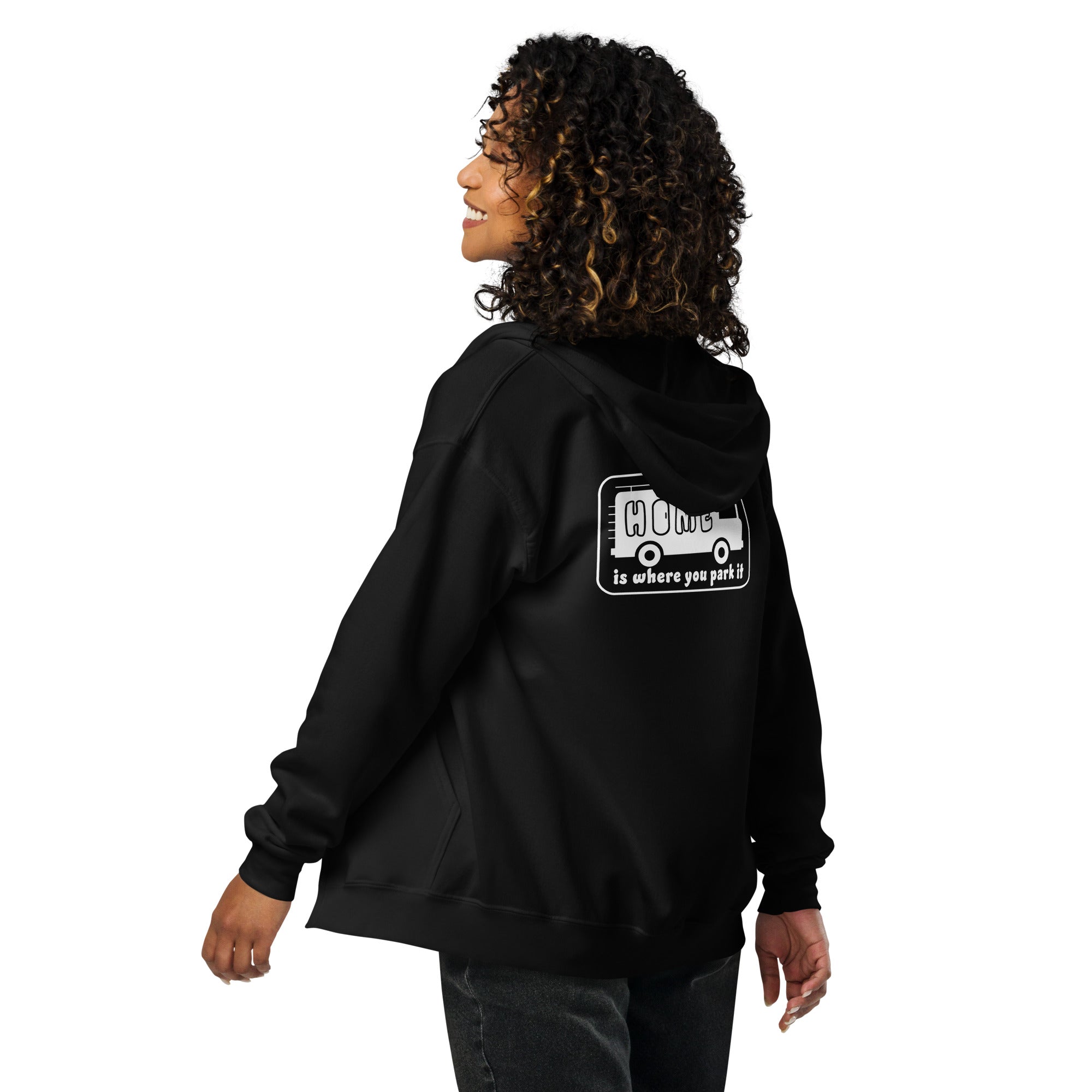 Unisex heavy blend zip hoodie White Camper Van Home is where you park it