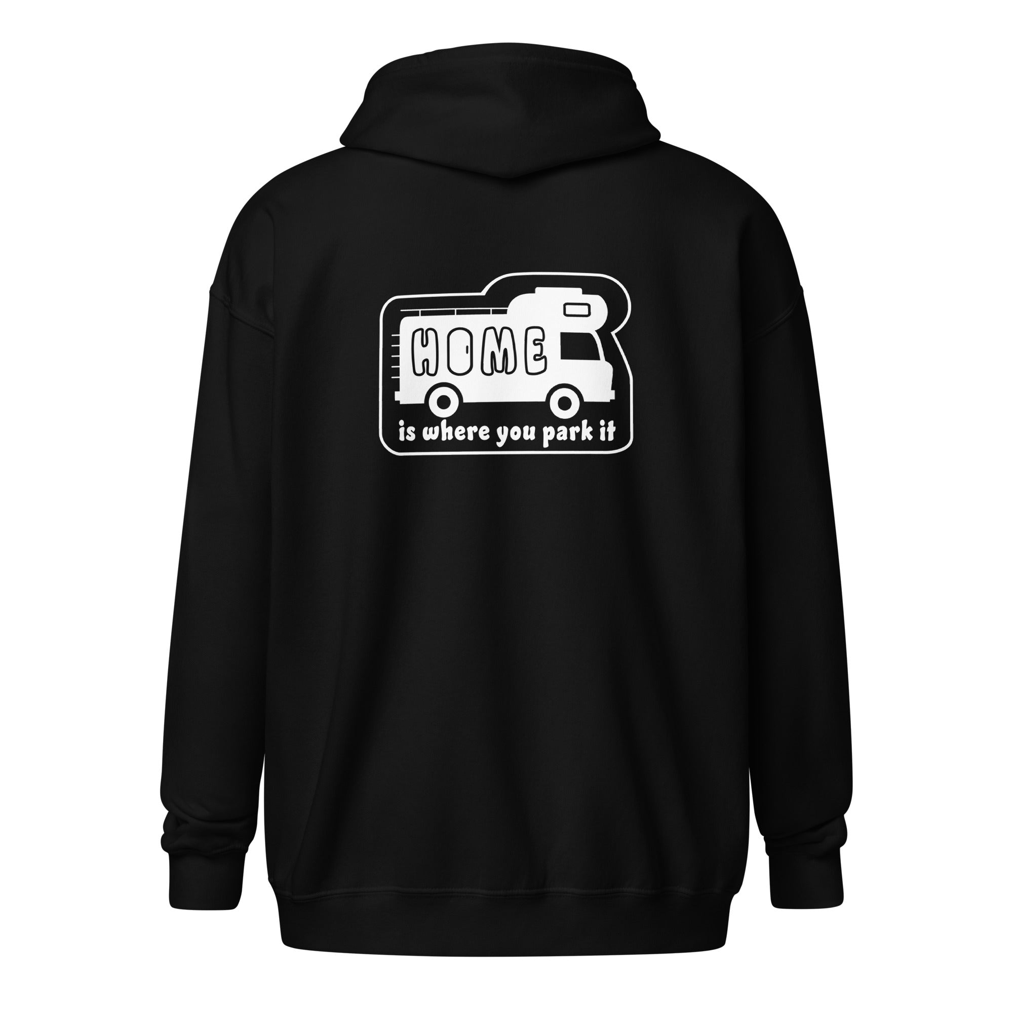 Unisex heavy blend zip hoodie White Camper Van Home is where you park it