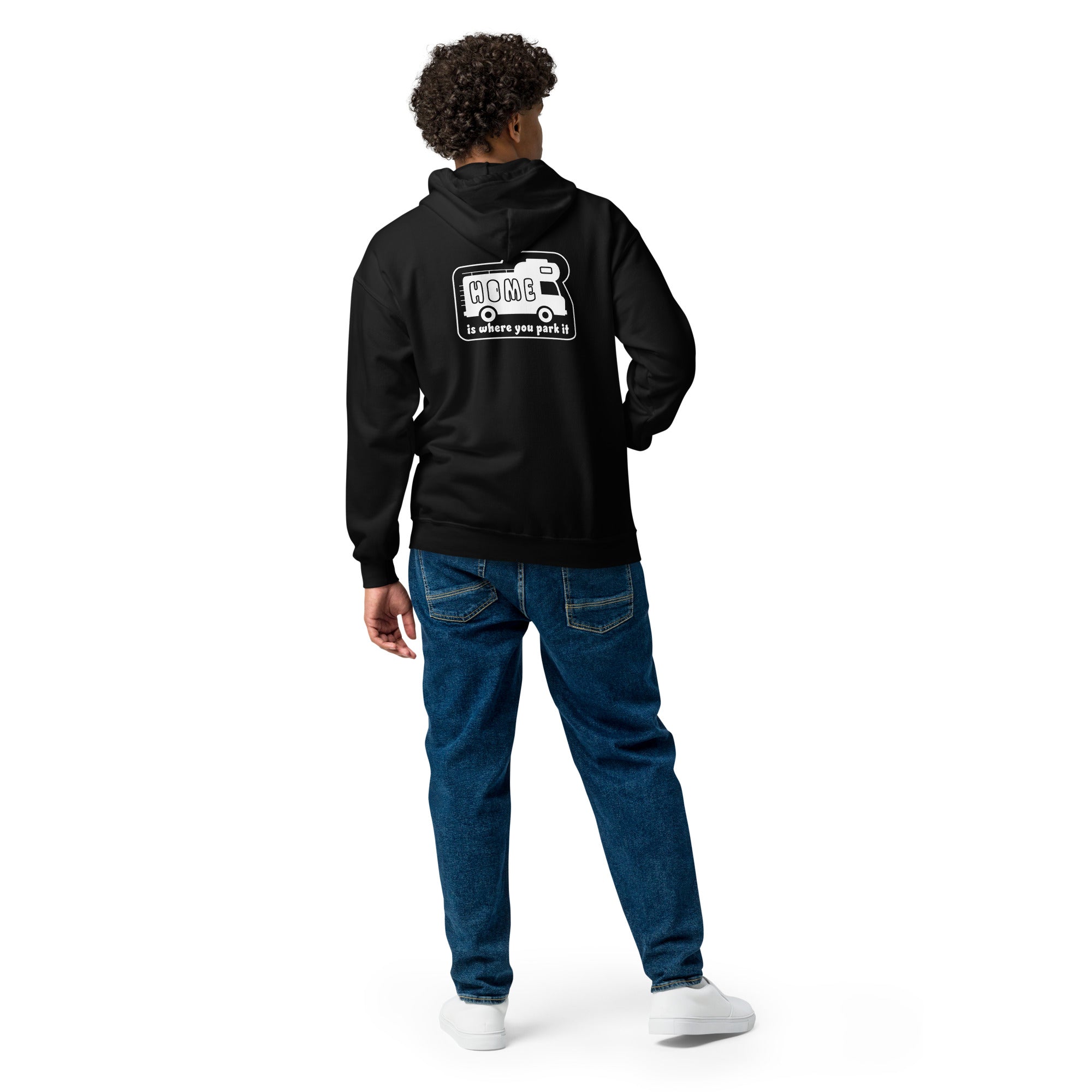 Unisex heavy blend zip hoodie White Camper Van Home is where you park it