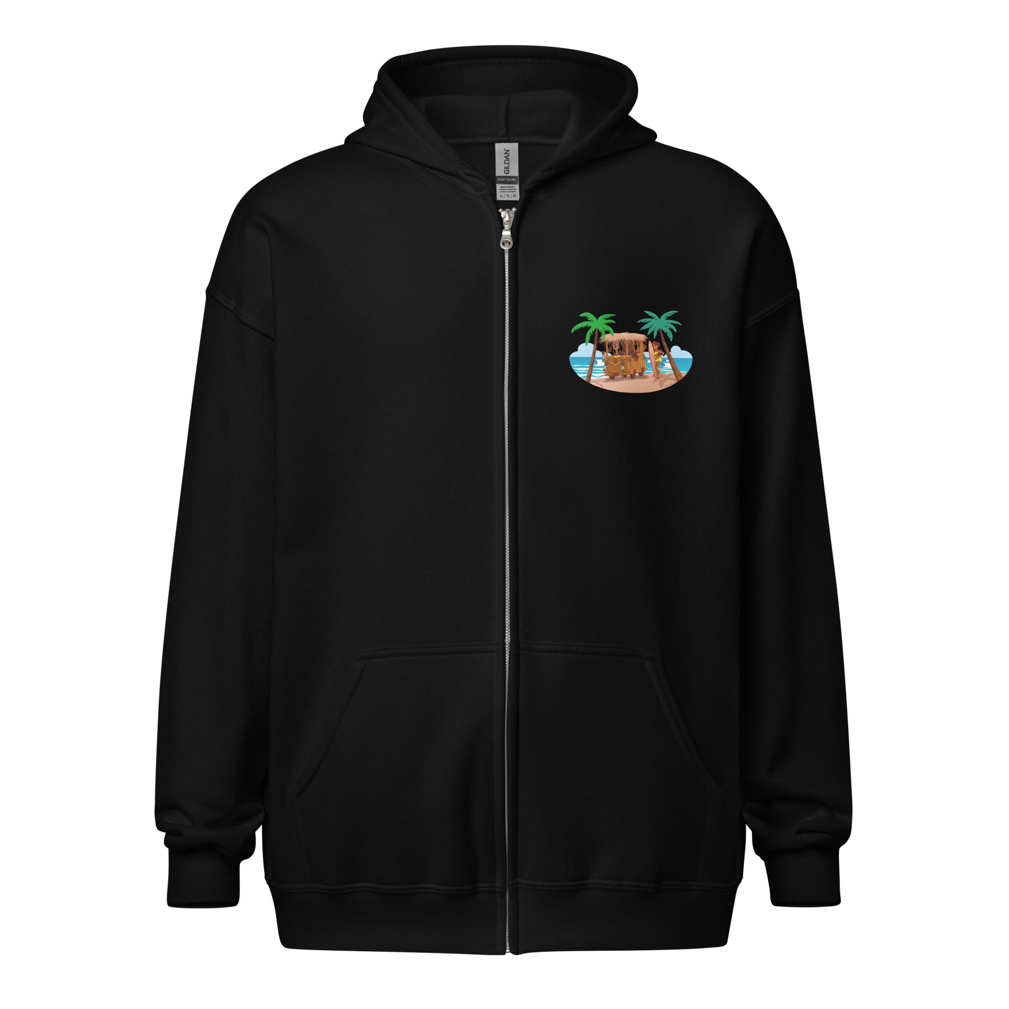 Unisex heavy blend zip hoodie Tiki Kombi (front & back)