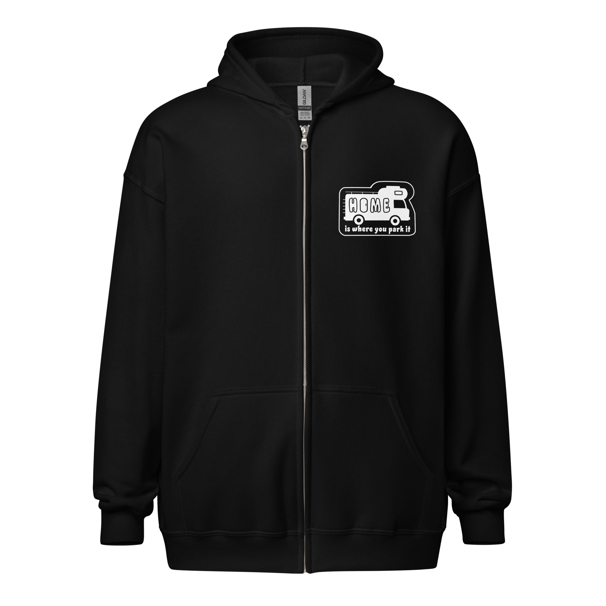 Unisex heavy blend zip hoodie White Camper Van Home is where you park it