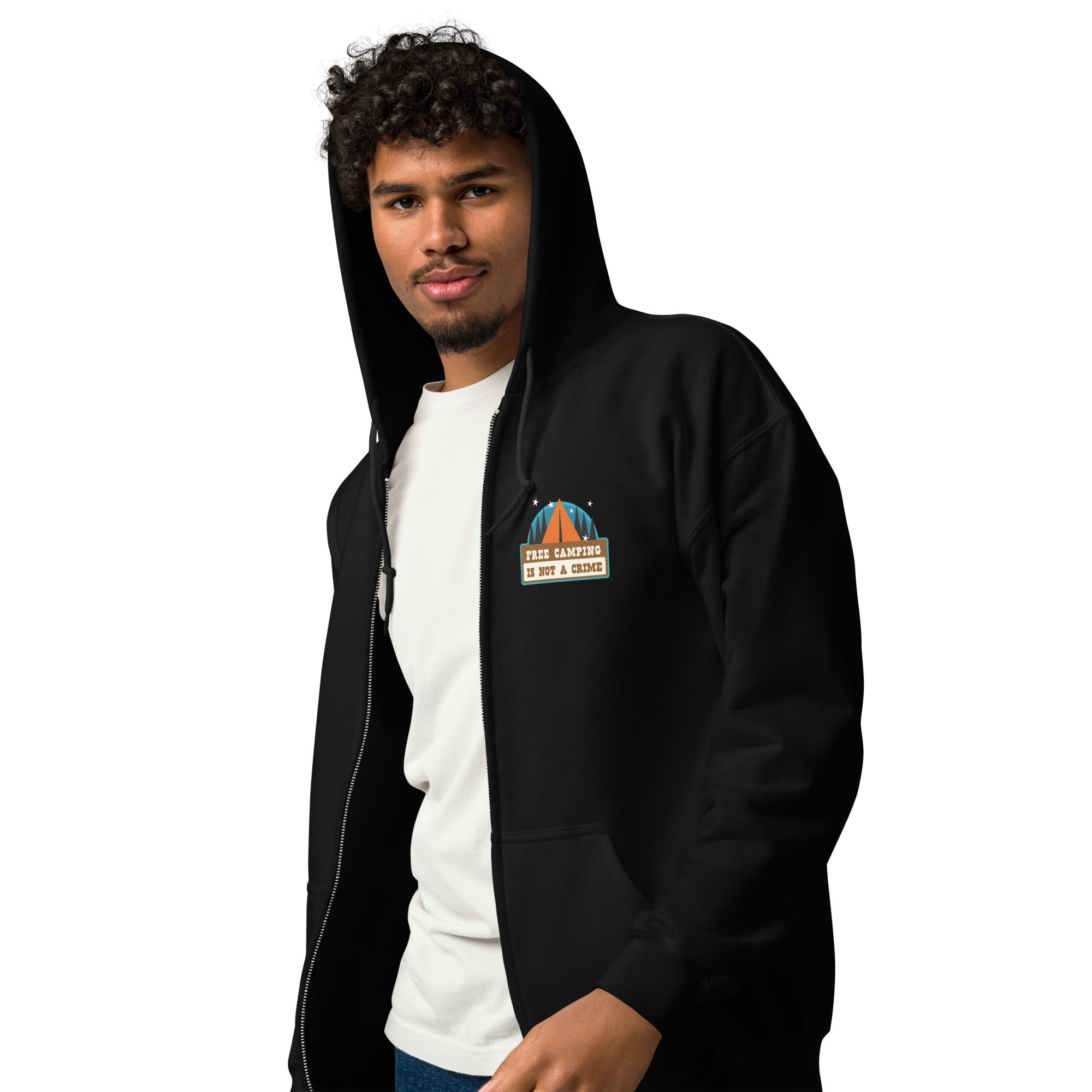 Unisex heavy blend zip hoodie Free camping is not a crime graphic