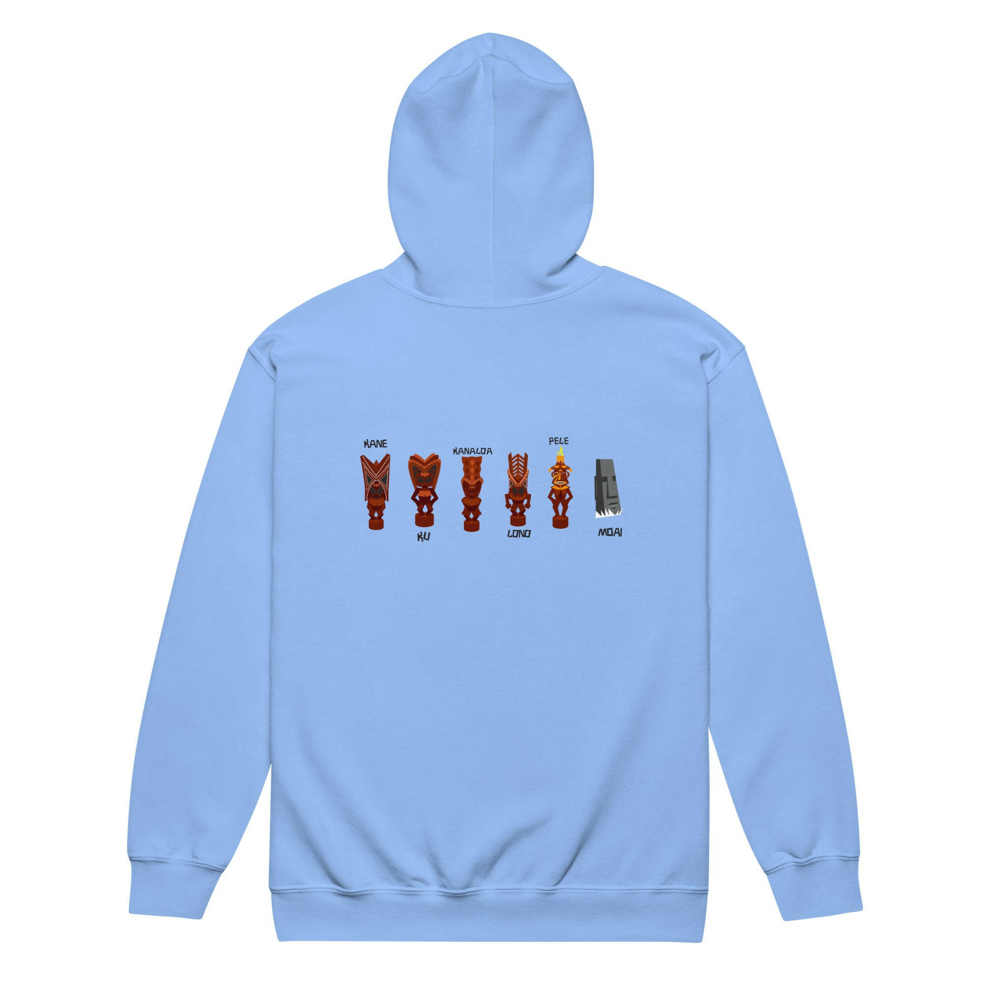 Sweat à capuche épais unisexe à fermeture éclair Ku Tiki God (face) + Tiki Gods (dos)