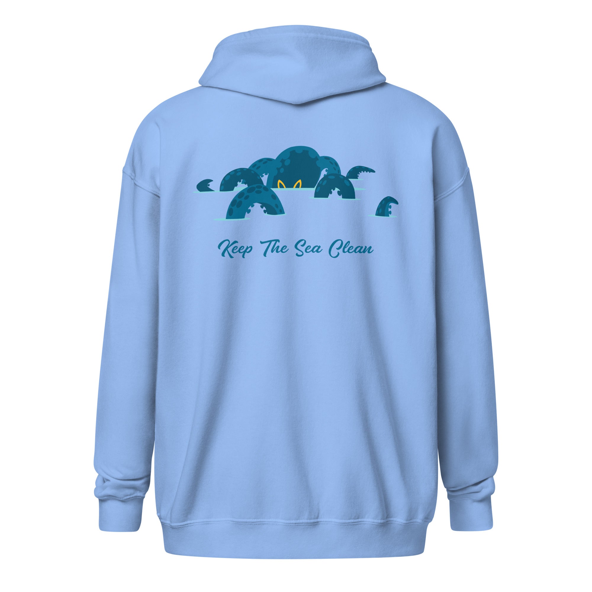 Sweat à capuche épais unisexe à fermeture éclair Octopus Blue (face & dos)