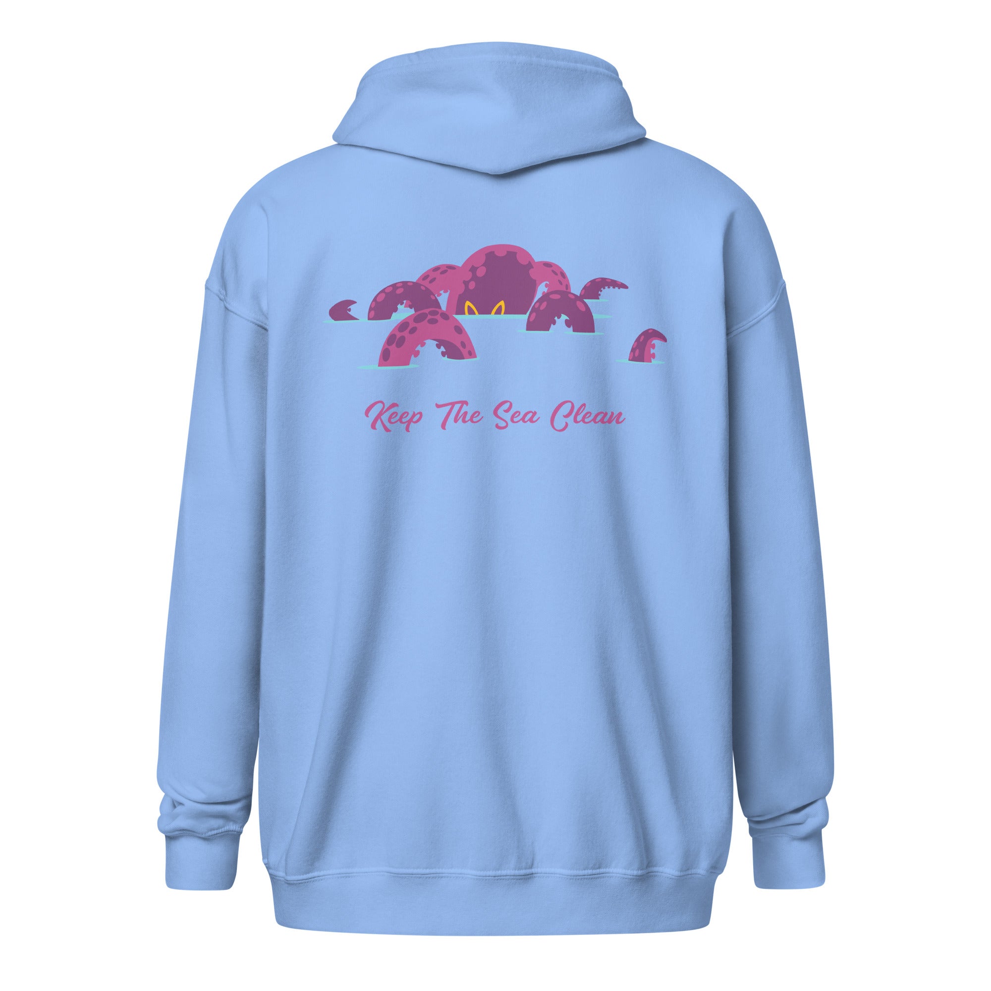 Sweat à capuche épais unisexe à fermeture éclair Octopus Purple (face & dos)