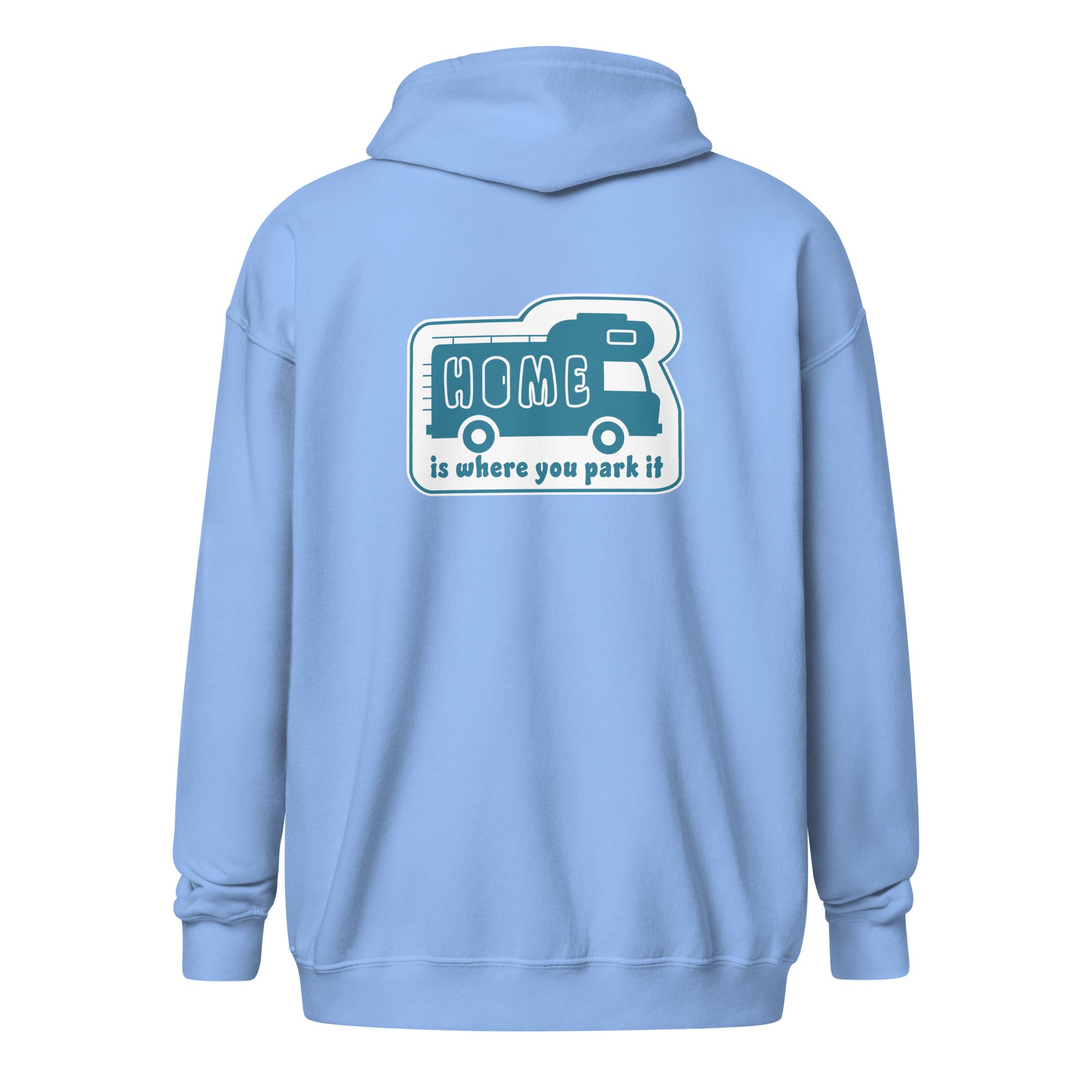Unisex heavy blend zip hoodie Blue Camper Van Home is where you park it
