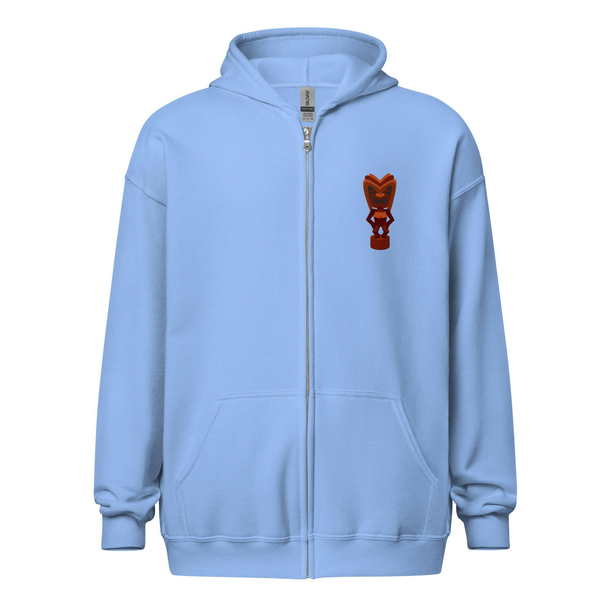 Sweat à capuche épais unisexe à fermeture éclair Ku Tiki God (face) + Tiki Gods (dos)