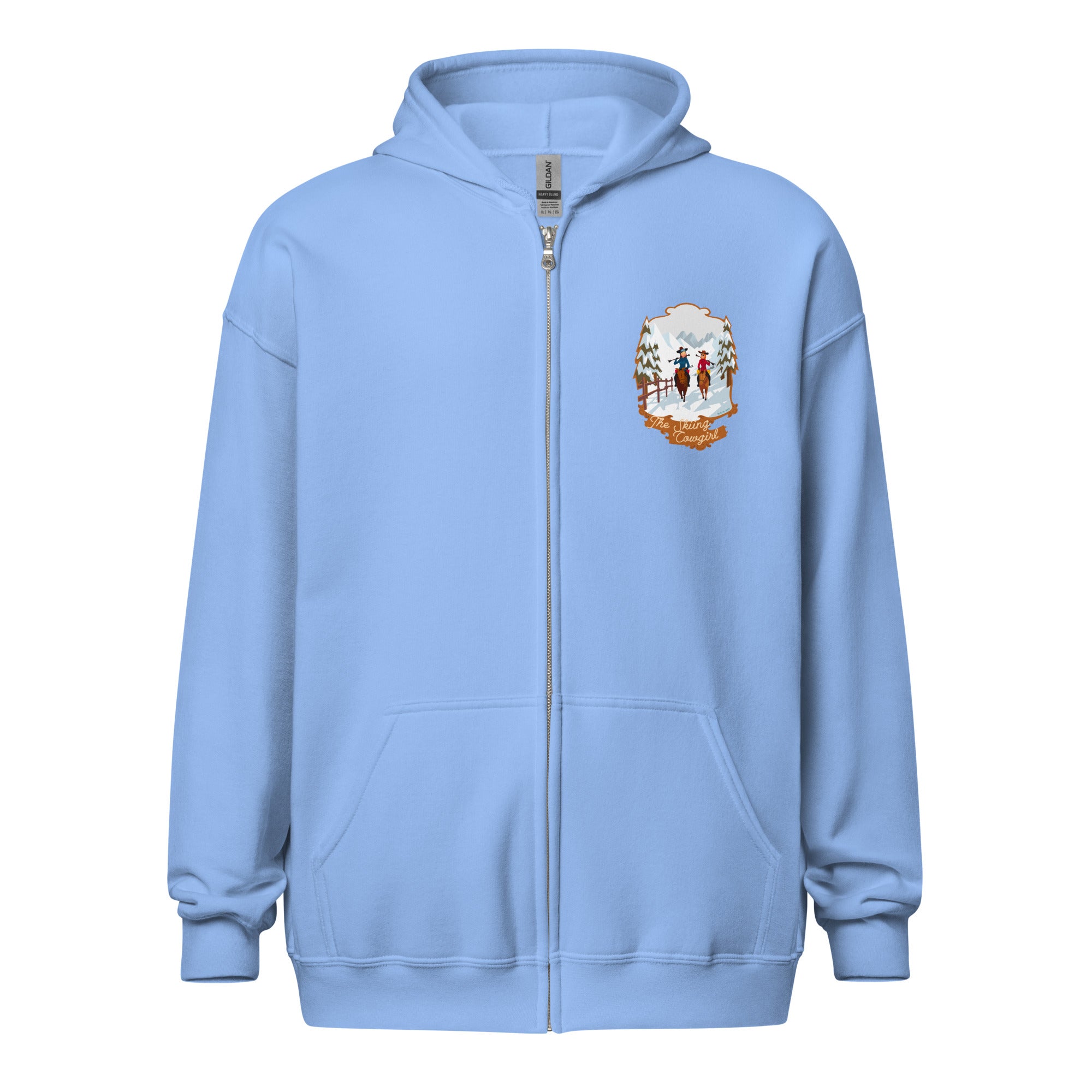 Sweat à capuche épais unisexe à fermeture éclair The Skiing Cowgirl (face & dos)