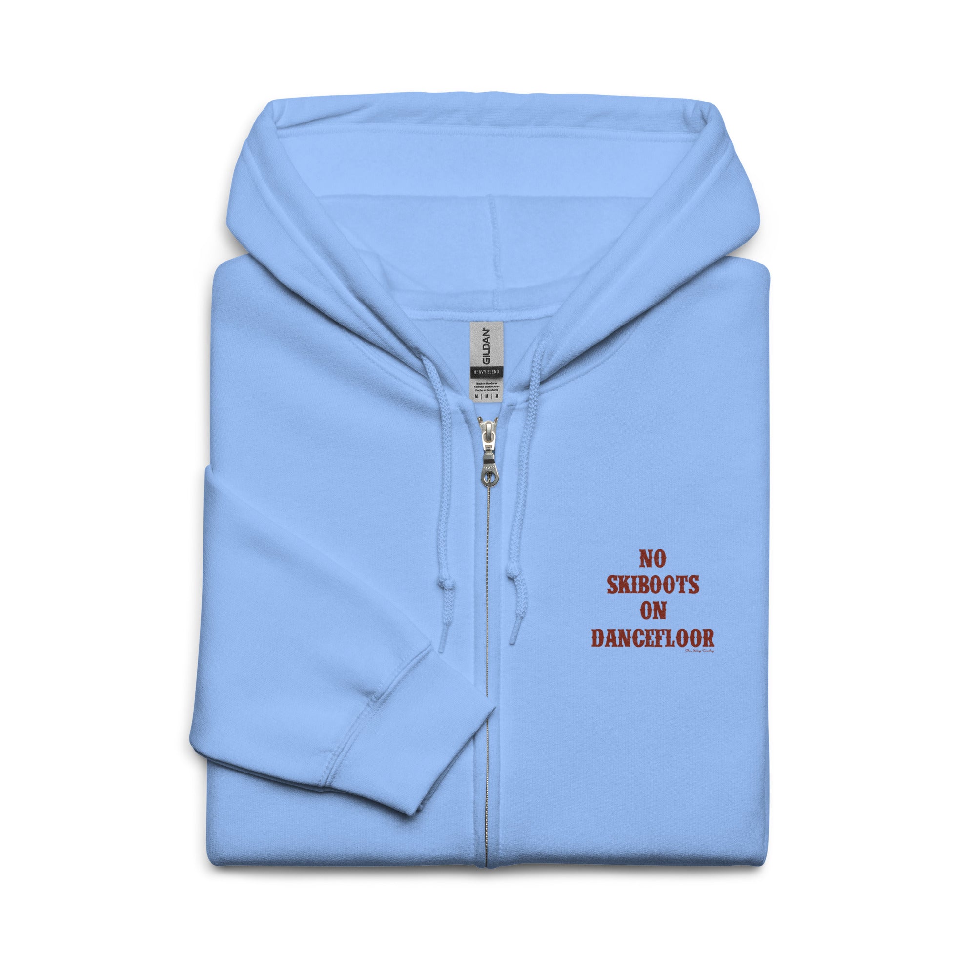 Sweat à capuche épais unisexe à fermeture éclair No Skiboots on Dancefloor texte foncé